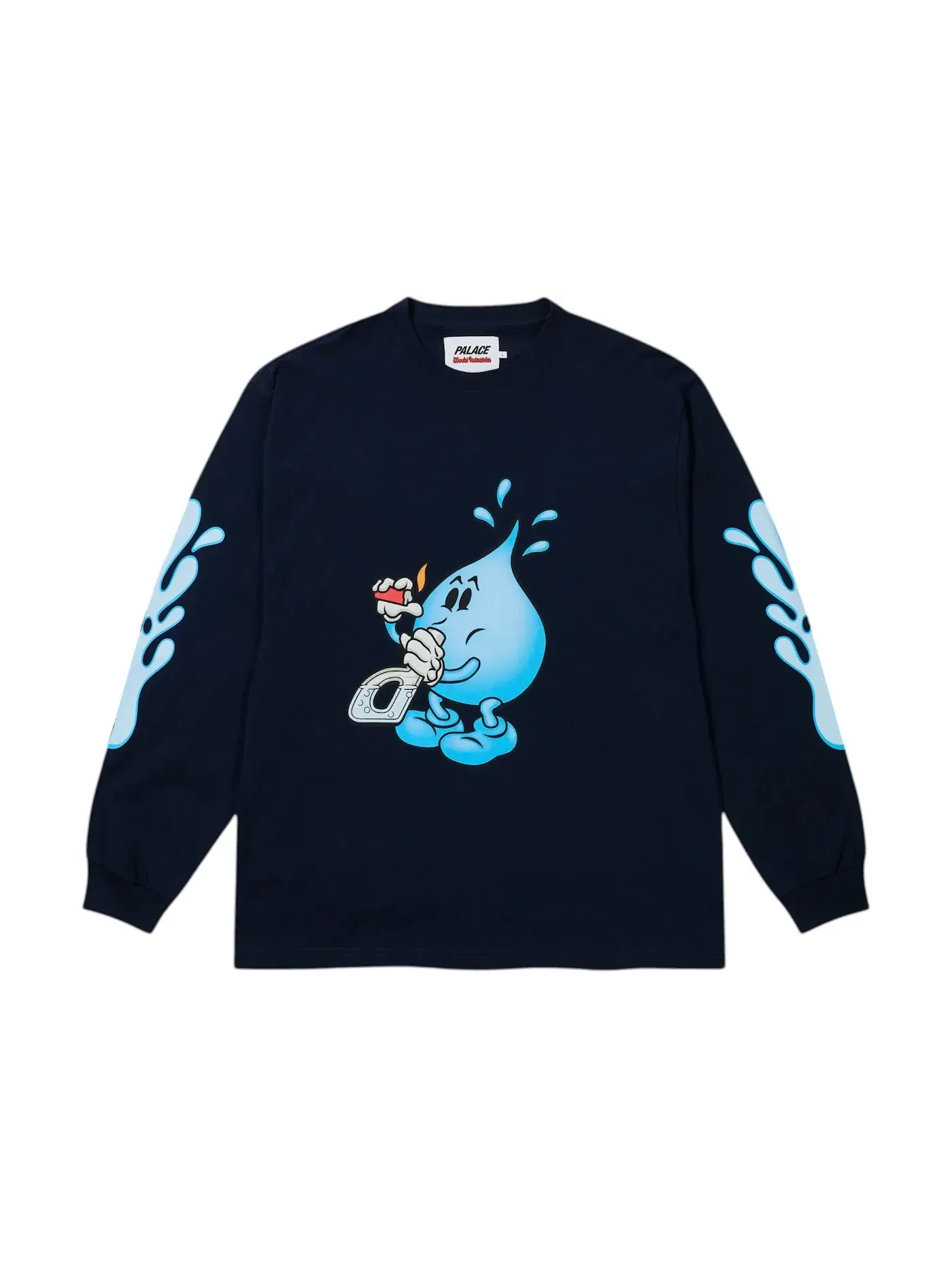 Мужская футболка с длинным рукавом с принтом Palace x World Industries T-shirt — изображение 1 из 2, темно-синий
