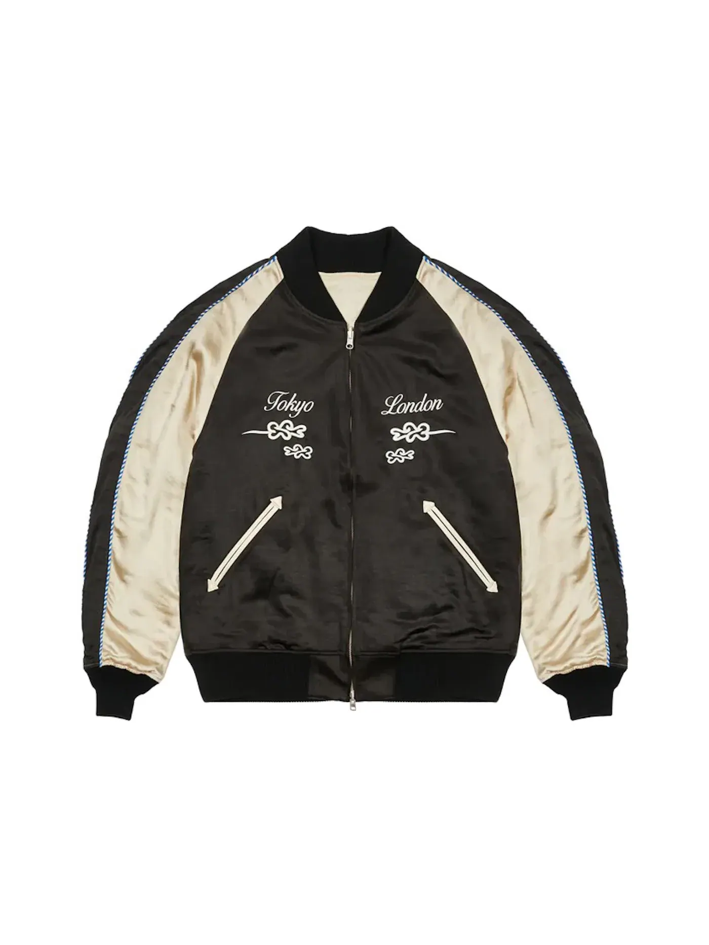 Мужская куртка двусторонняя с принтом Palace Y-3 Reversible Souvenir Jacket — изображение 2 из 3, темно-синий/кремовый