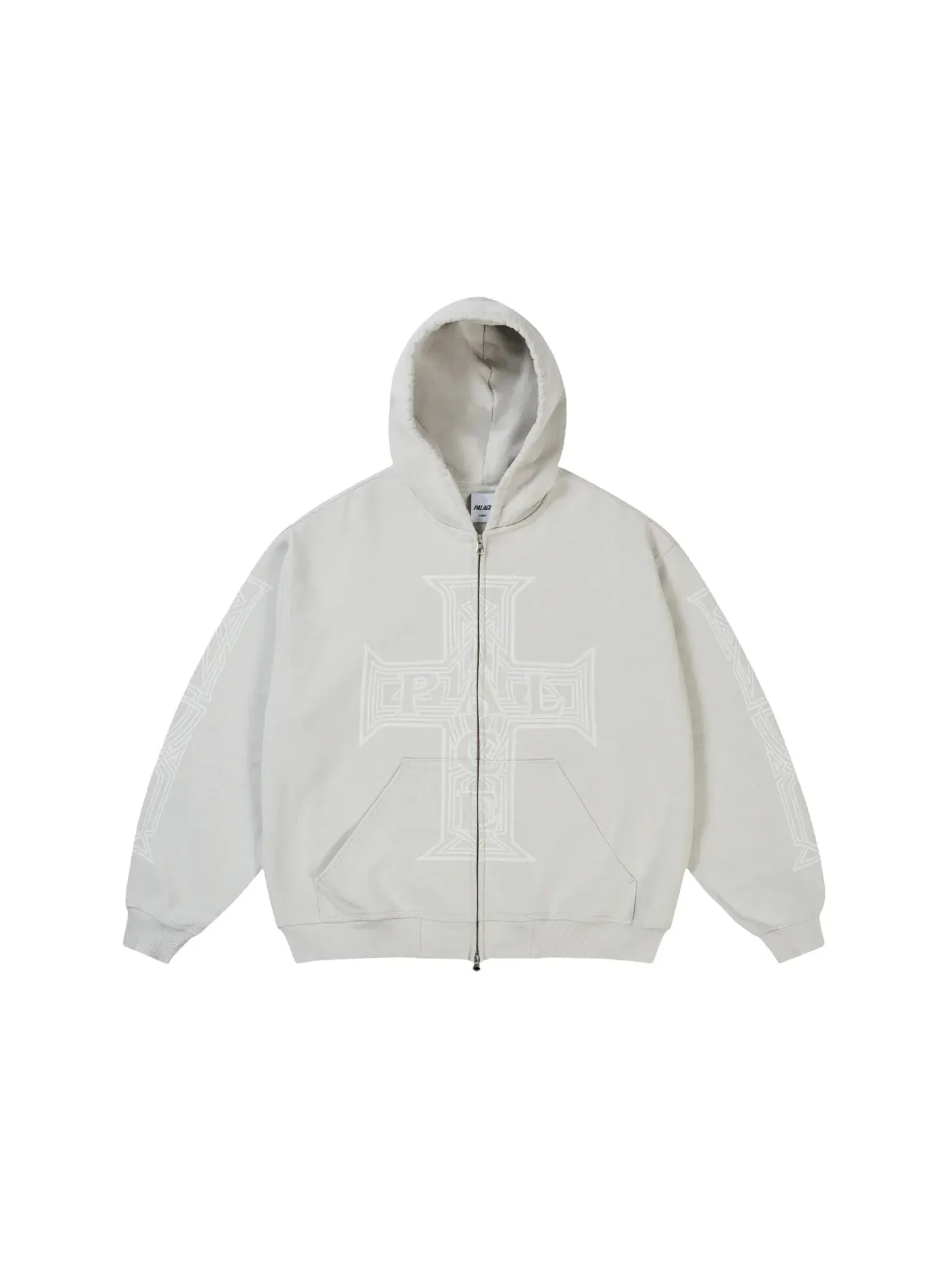 Мужской худи с принтом Palace Y So Cross Pigment Hoodie Concrete Grey — изображение 1 из 2