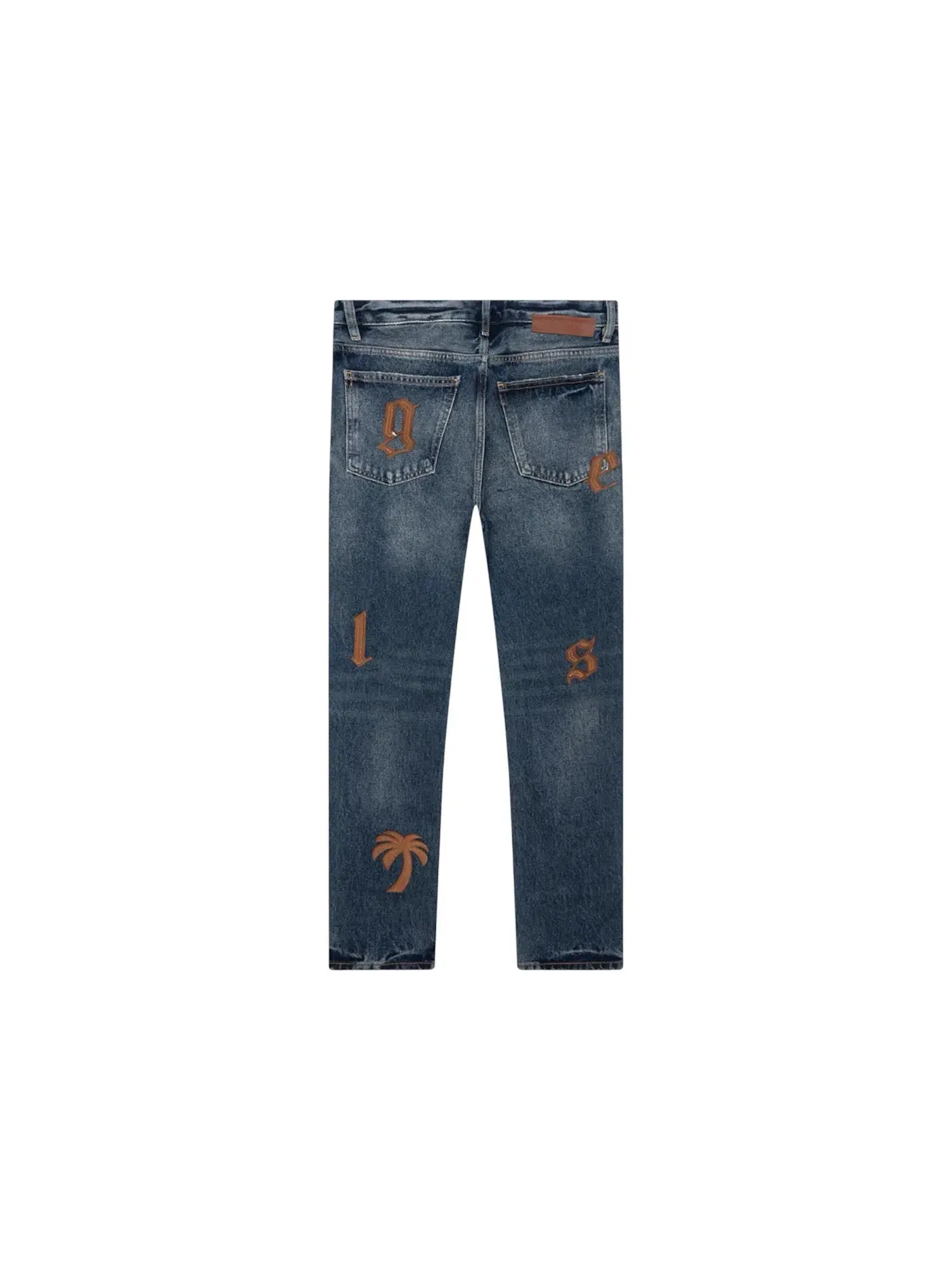 Мужские джинсы с принтом Jeans Palm Angels — изображение 2 из 2, синий/коричневый