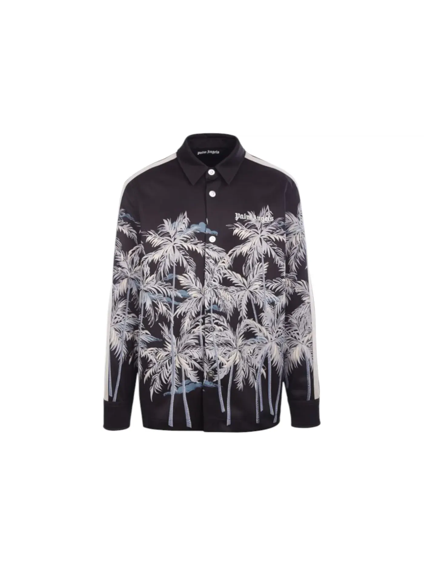 Мужская рубашка с принтом Palm Angels Allover Palms Track Shirt — изображение 1 из 1, черный/белый