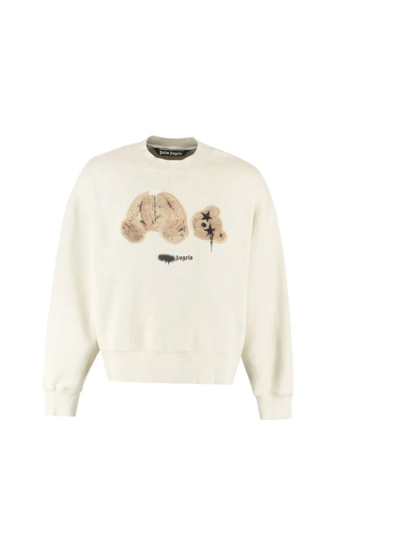 Мужской свитшот с принтом Bear Print Sprayed Logo Palm Angels — изображение 1 из 2, бежевый