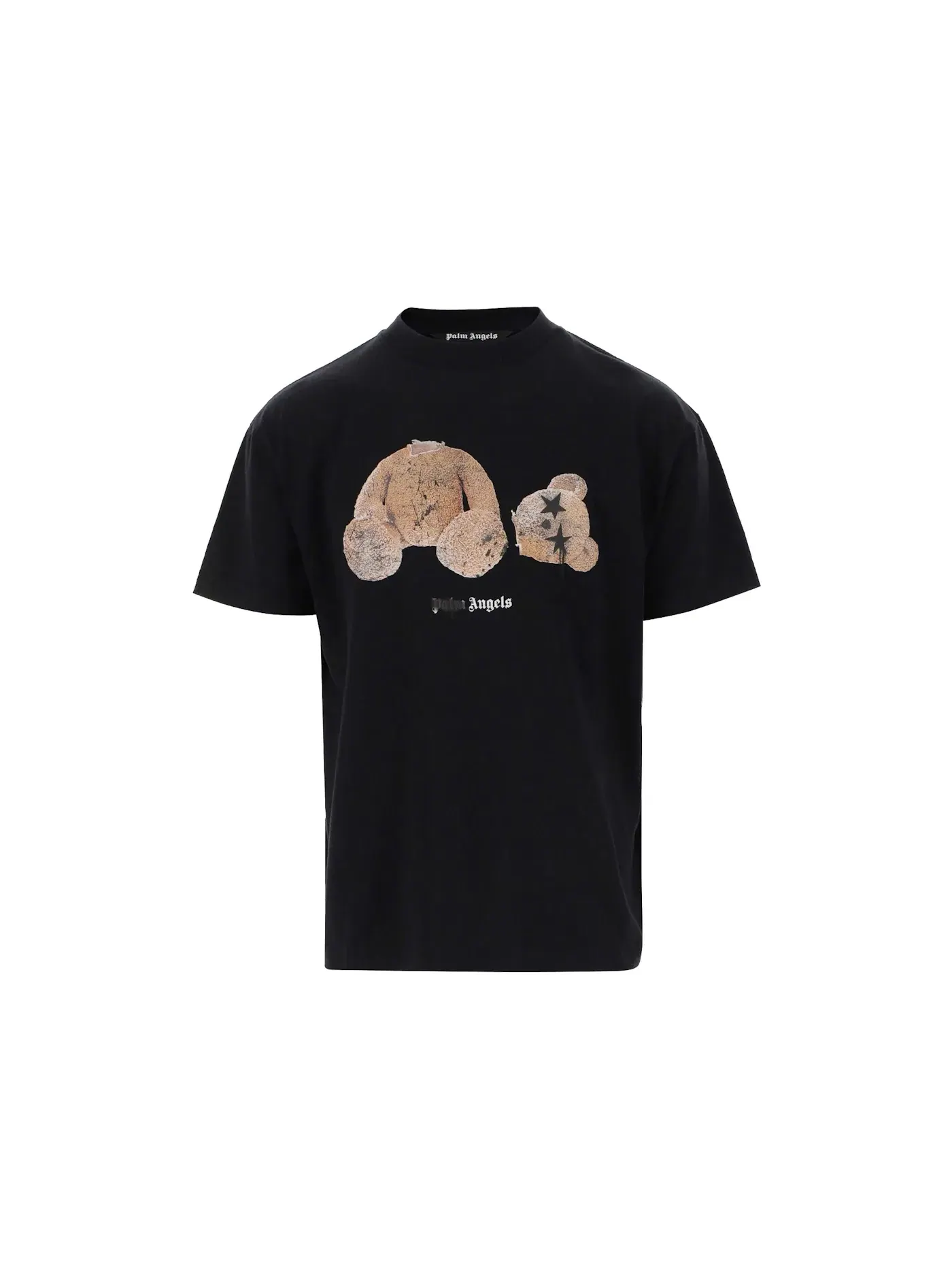 Мужская футболка с принтом Bear Print Sprayed Logo Palm Angels — изображение 1 из 2, черный/коричневый