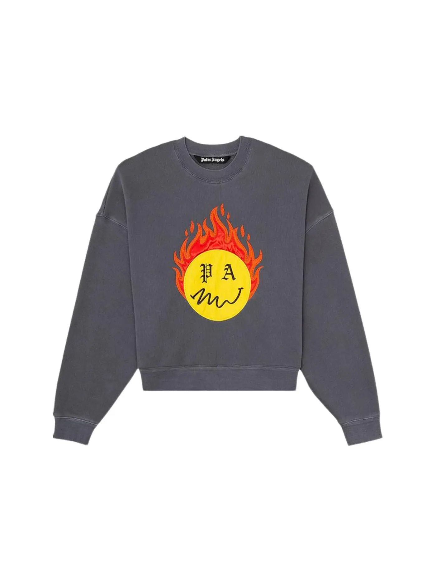 Мужской свитшот с принтом Crewneck Palm Angels — изображение 1 из 2, черный