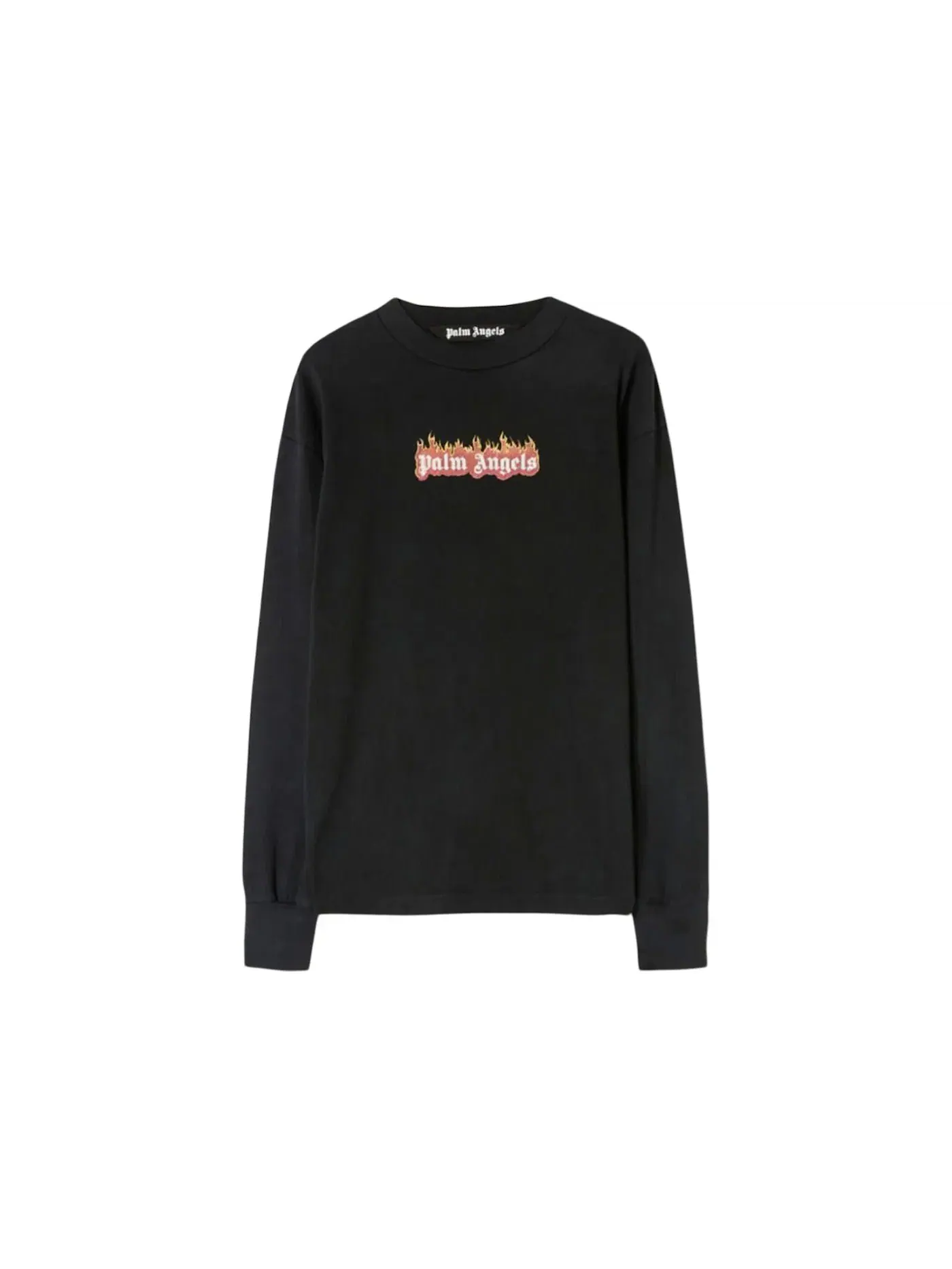 Мужская футболка с длинным рукавом Burning Logo Classic Longsleeve T-shirt Palm Angels — изображение 1 из 1, черный/белый
