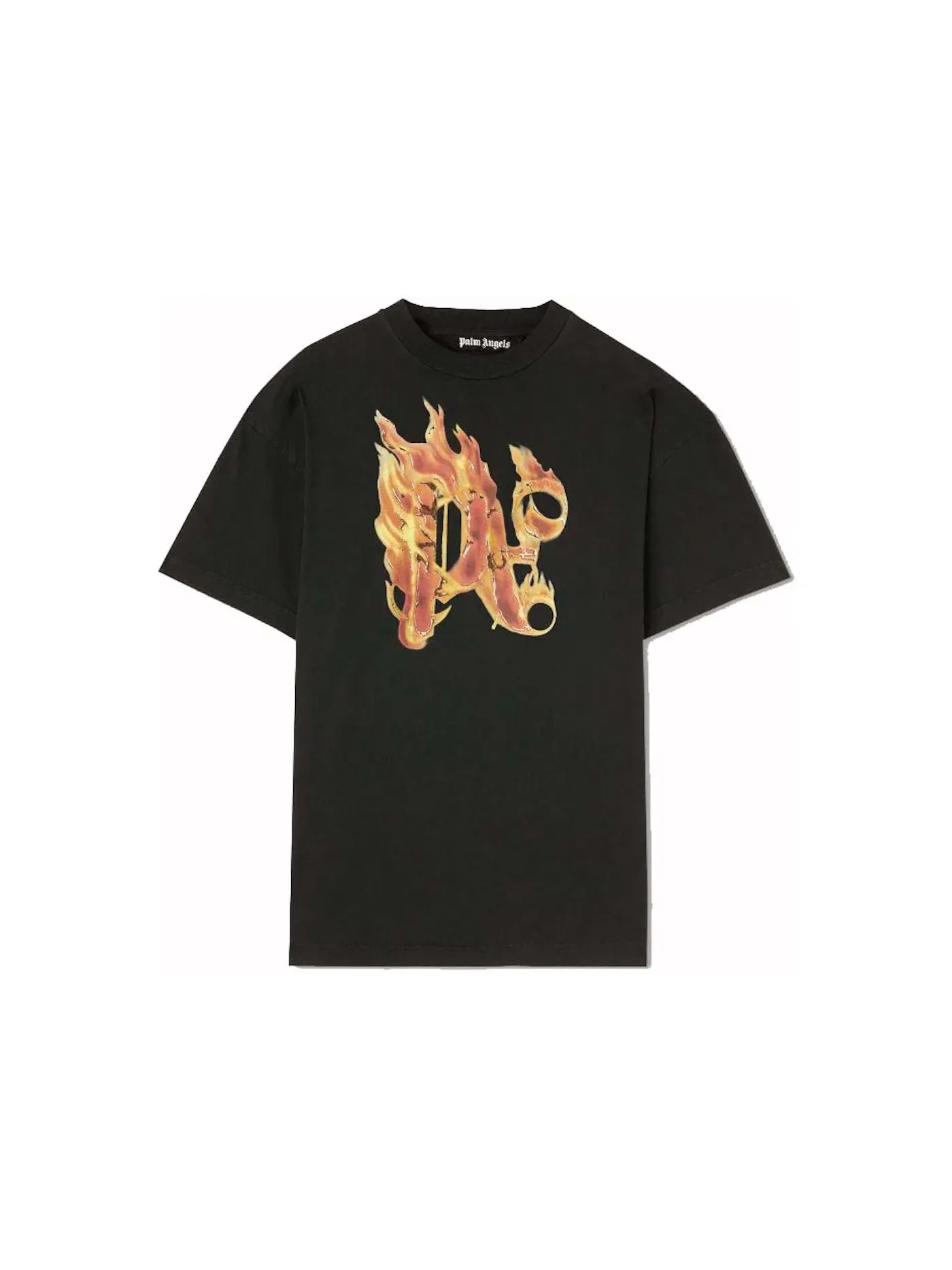 Мужская футболка с принтом Palm Angels Burning Monogram — изображение 1 из 1, черный/золотистый