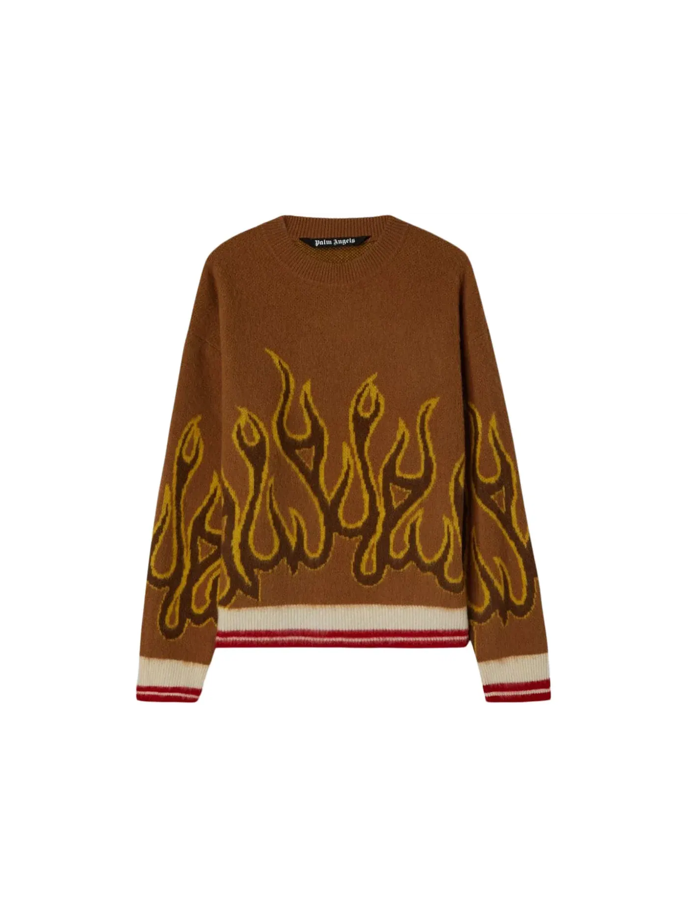 Мужской свитер с принтом Burning Wool Knit Palm Angels — изображение 1 из 1, желтый