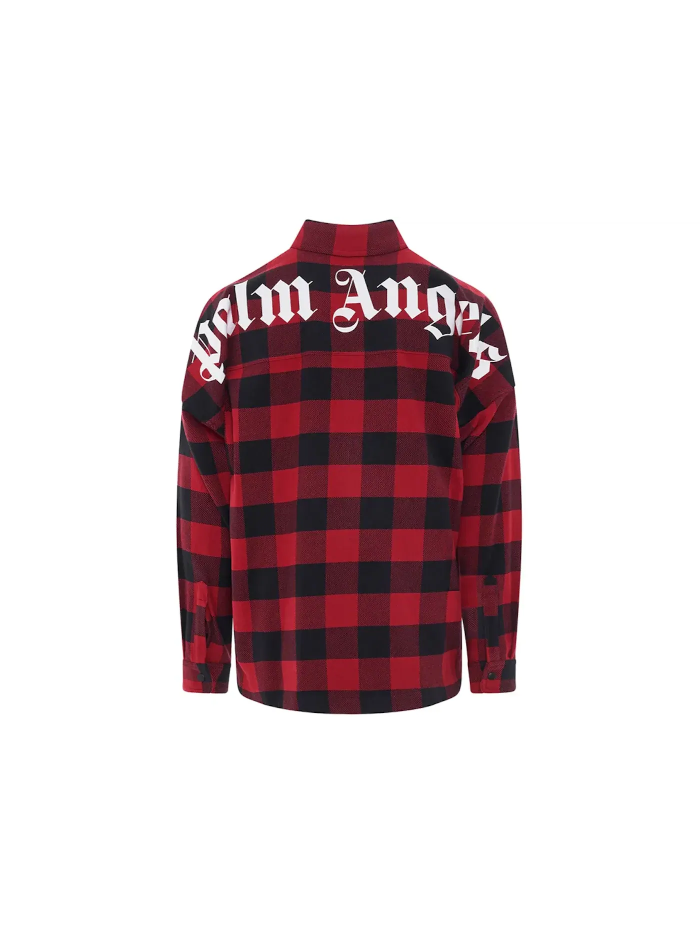 Мужская рубашка-овершерт с принтом Classic Logo Palm Angels — изображение 3 из 3, красный/белый