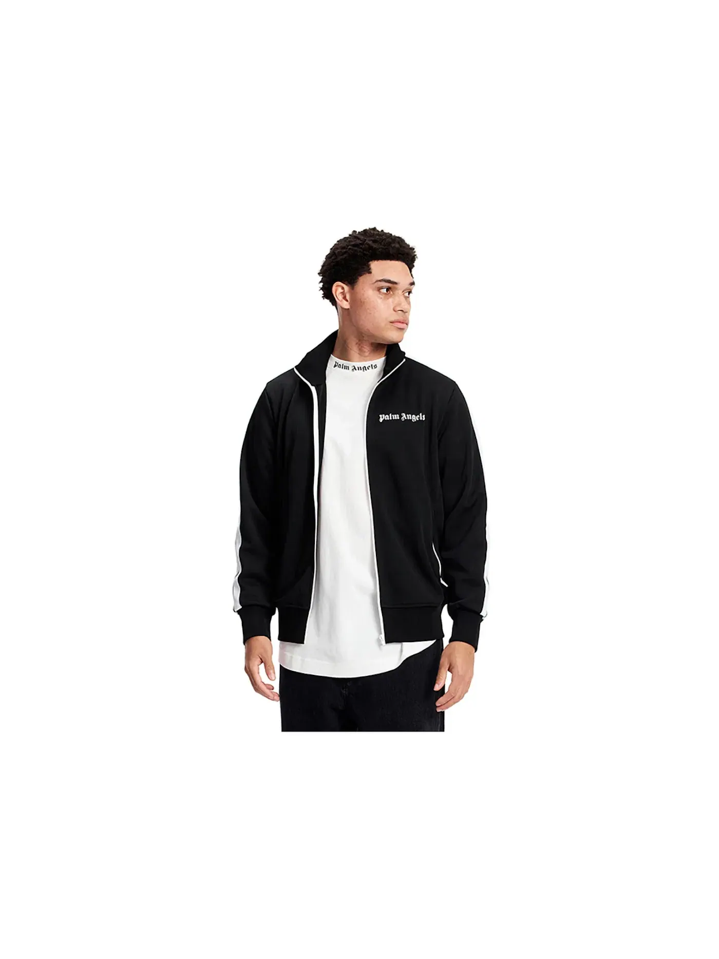 Мужская куртка с принтом Palm Angels Jacket — изображение 2 из 3, черный/белый
