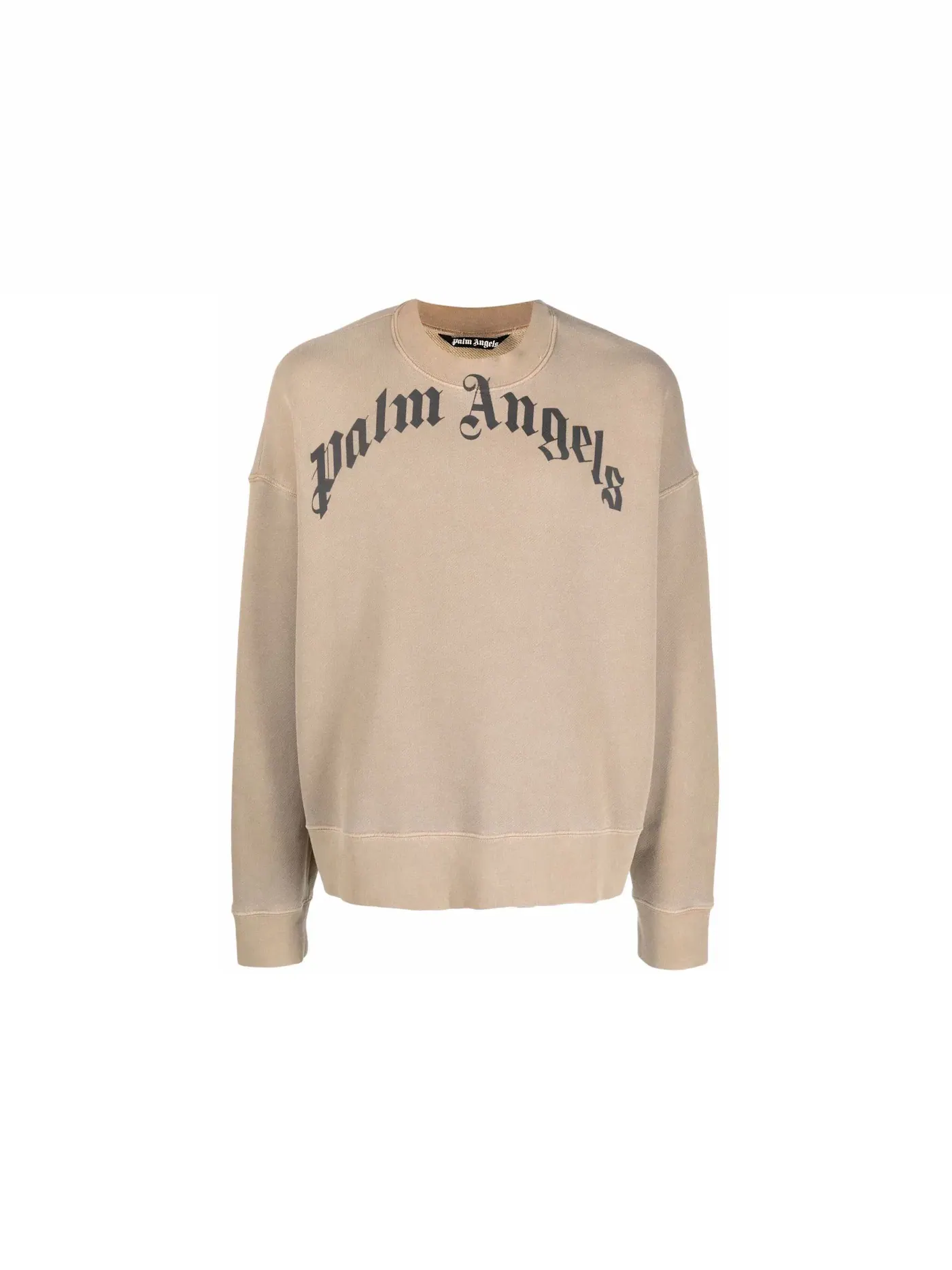 Мужской свитшот с принтом Palm Angels Crewneck — изображение 1 из 1, бежевый/черный