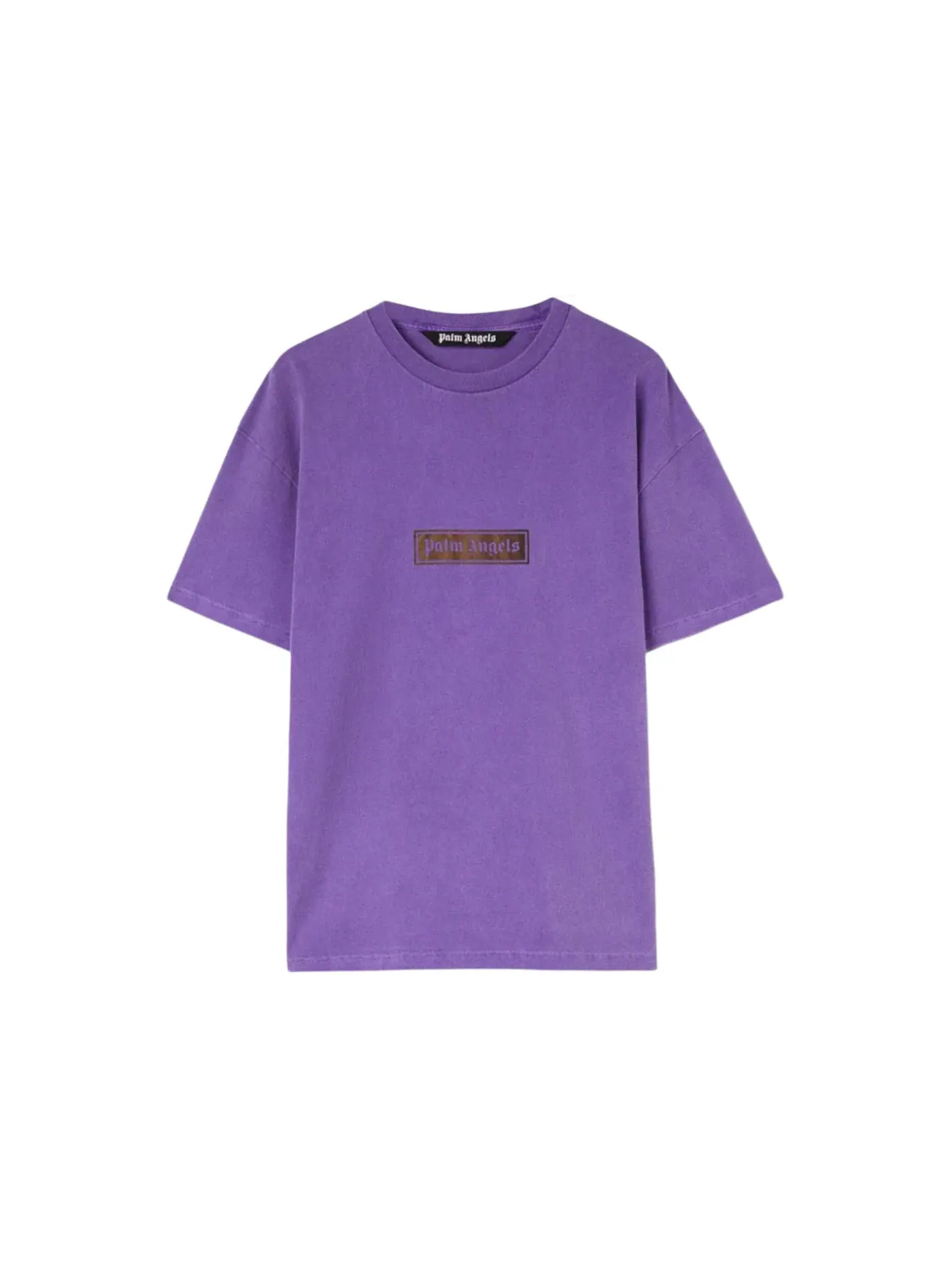 Мужская футболка с принтом Box Logo Palm Angels — изображение 1 из 1, фиолетовый белый