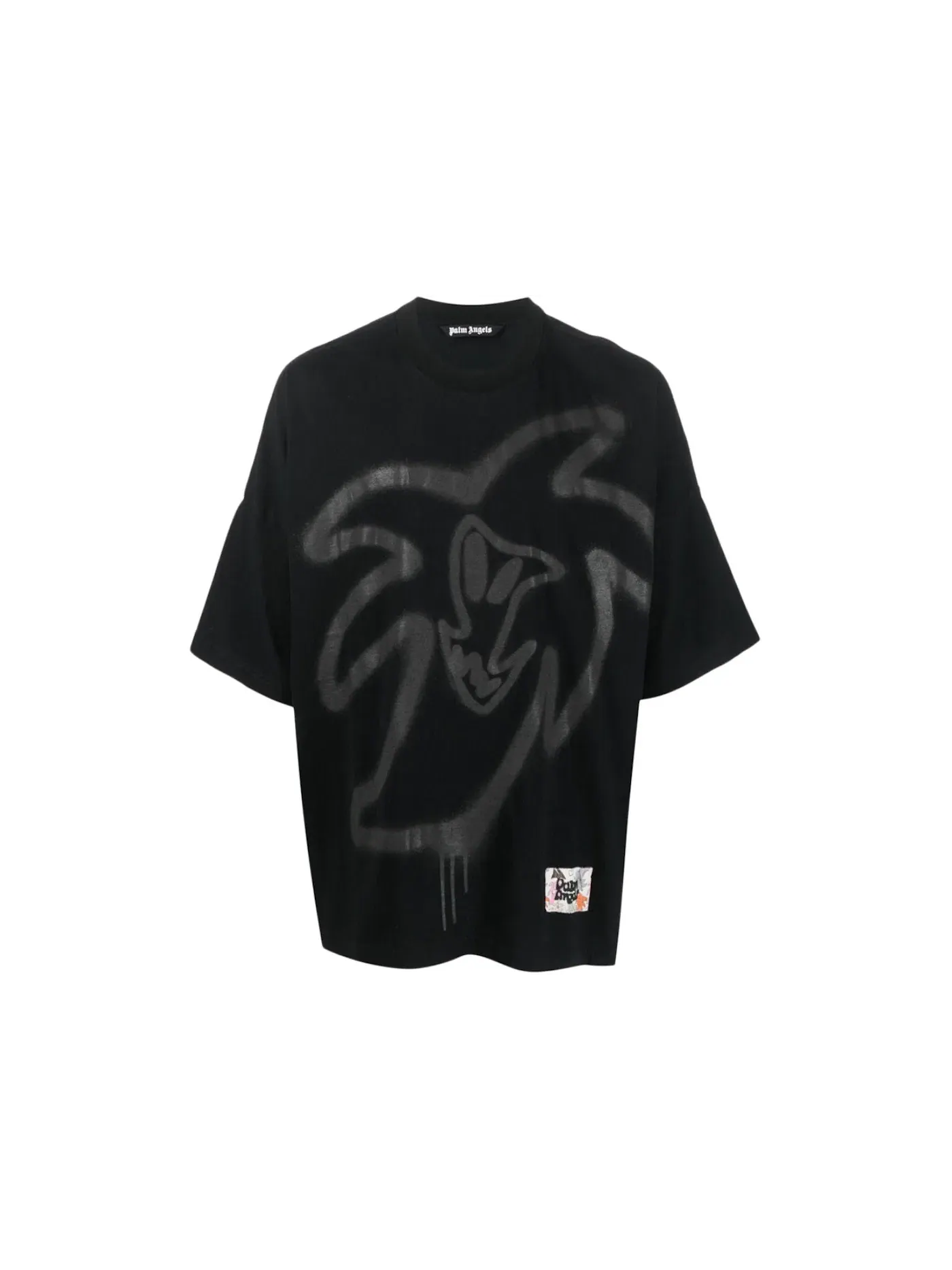 Мужская футболка с принтом Graffiti-Print Palm Angels — изображение 1 из 1, черный