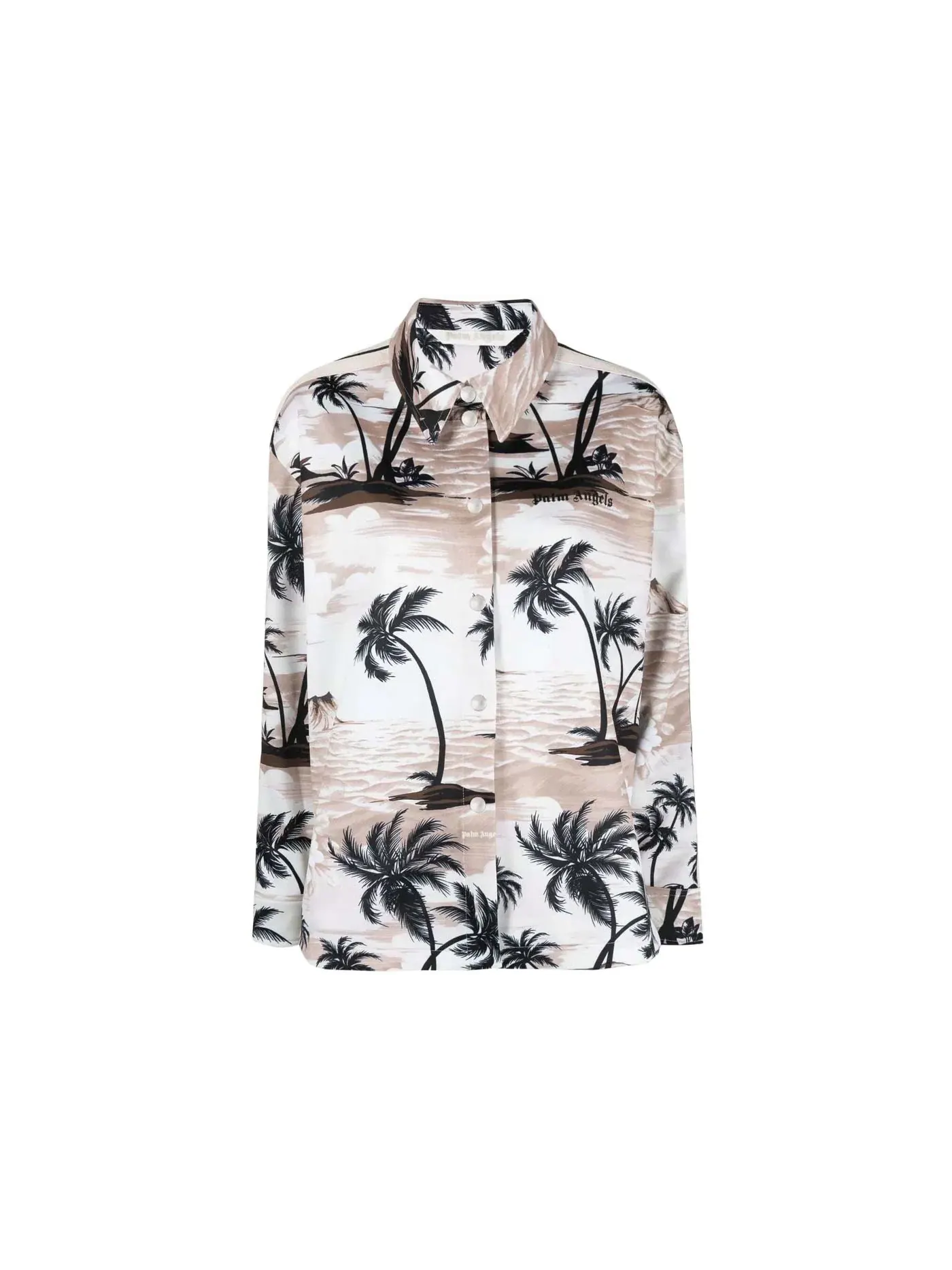 Женская рубашка с коротким рукавом Palm Angels — изображение 1 из 1, бежевый/черный