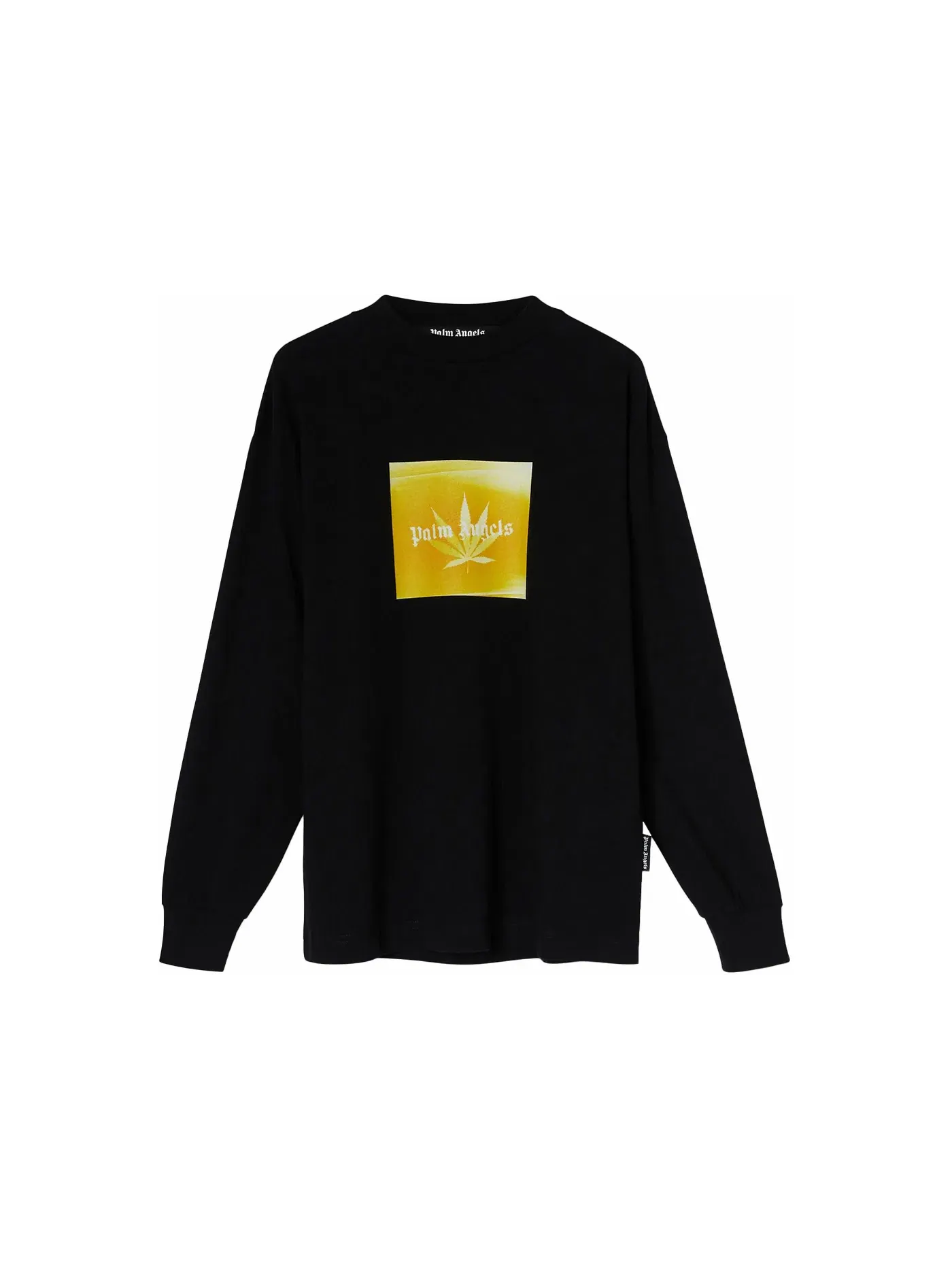 Мужская футболка с длинным рукавом с принтом Leaf Print Logo Palm Angels — изображение 1 из 2, черный/желтый