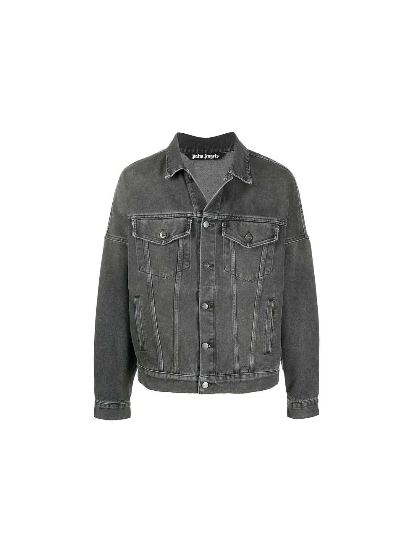 Мужская джинсовая куртка с принтом Jacket Palm Angels — изображение 1 из 2, черный/белый