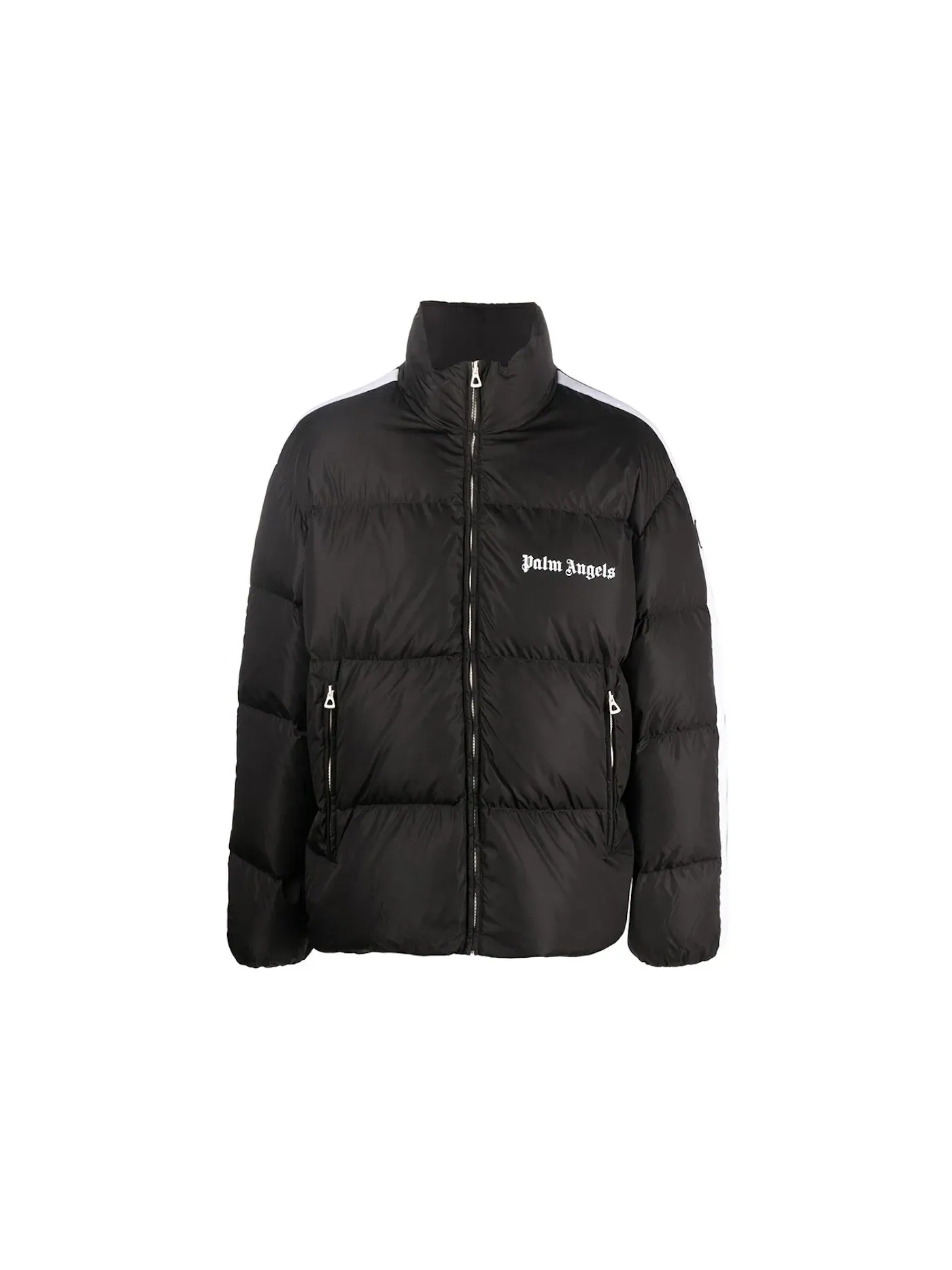 Мужская короткая куртка-пуховик с принтом Logo Trim Palm Angels — изображение 1 из 1, черный/белый
