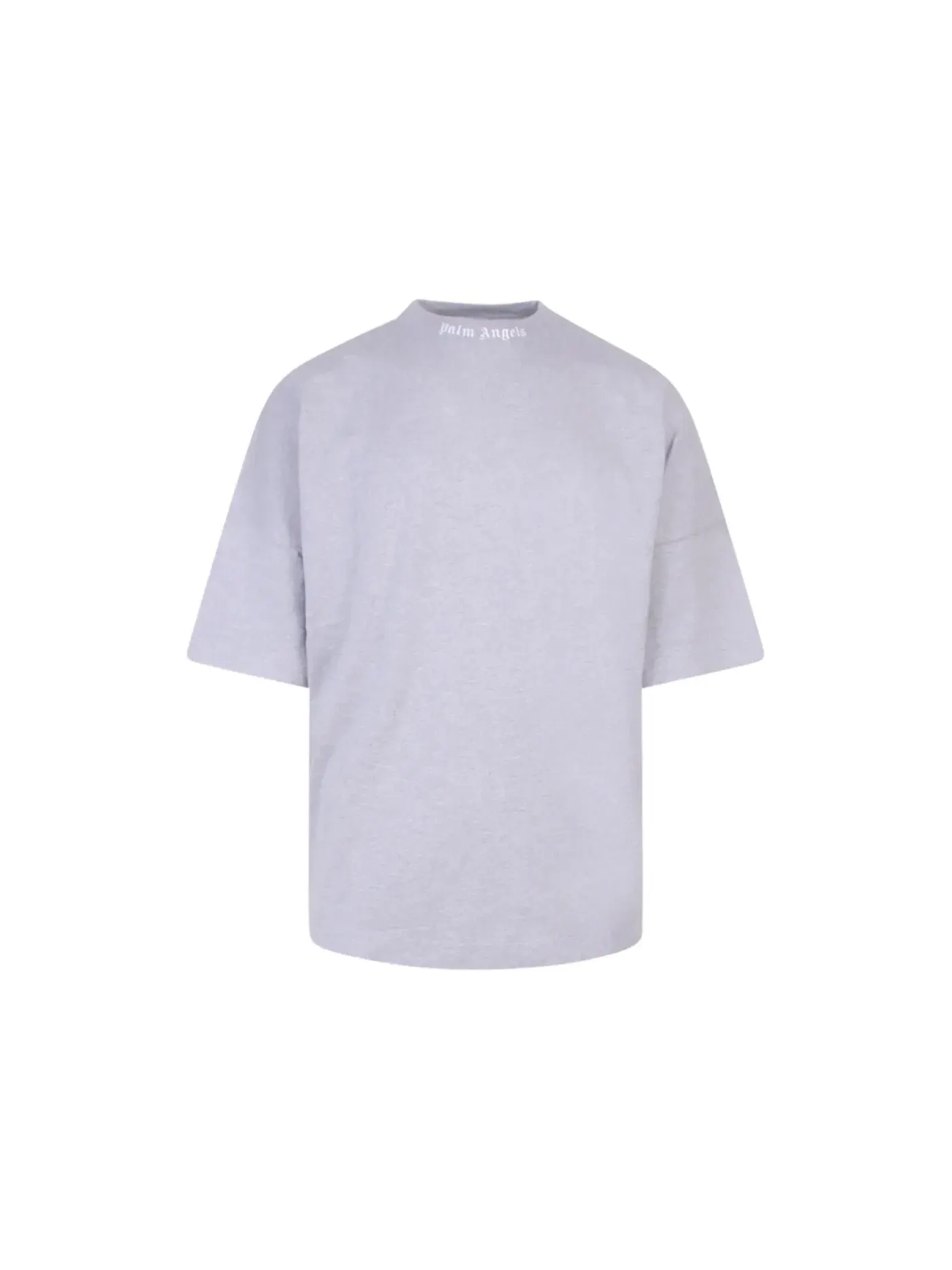 Мужская футболка с принтом Mock Neck Logo Palm Angels — изображение 1 из 2, серый/белый
