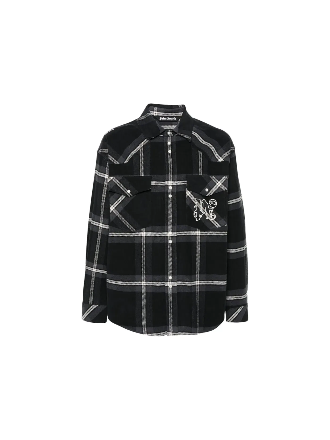 Мужская рубашка на молнии с принтом Palm Angels Overshirt — изображение 1 из 2, черный