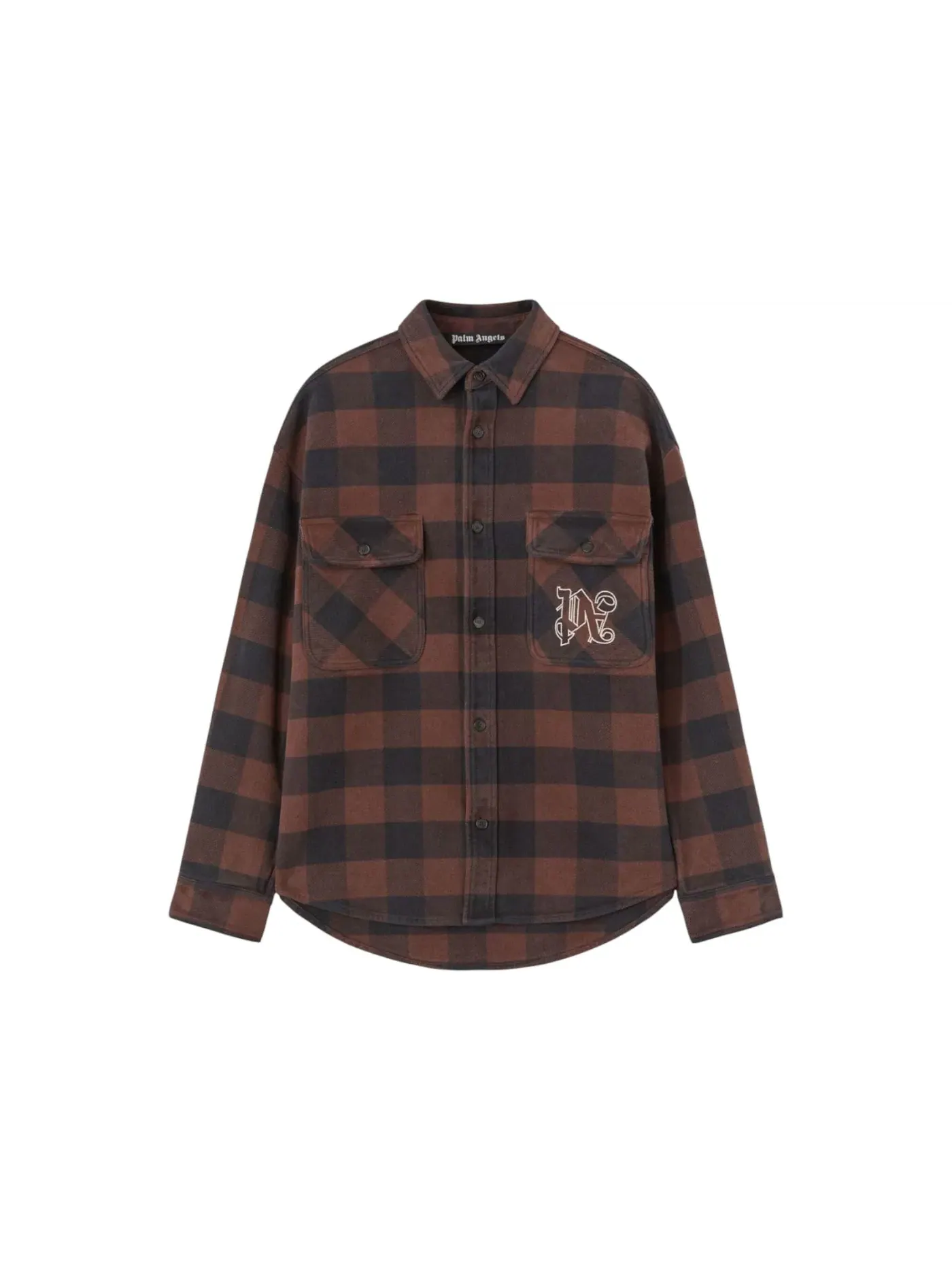 Мужская рубашка с принтом Palm Angels Shirt — изображение 1 из 1, коричневый