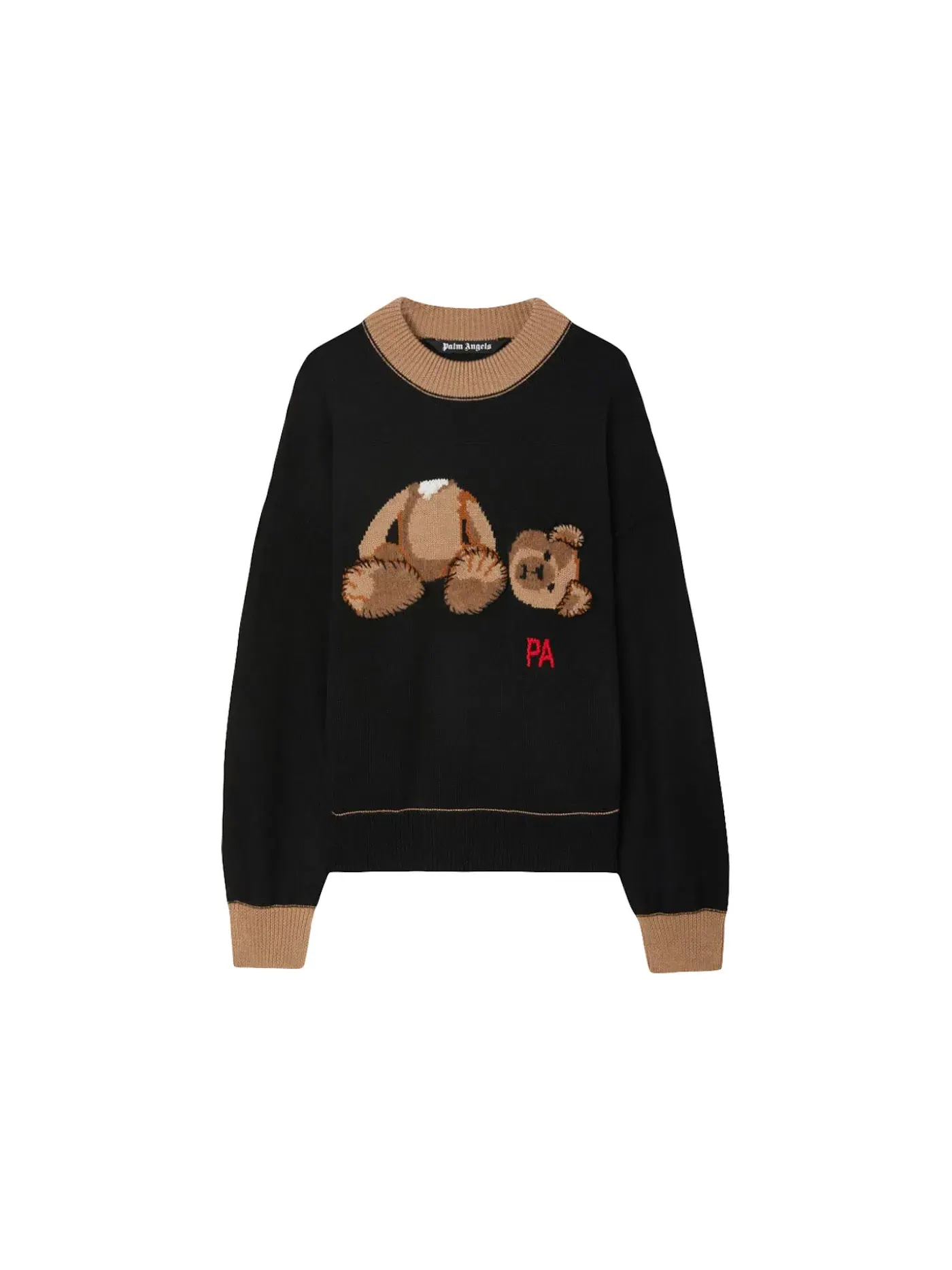 Мужской свитер с принтом Palm Bear Wool Knit Palm Angels — изображение 1 из 1, черный/коричневый