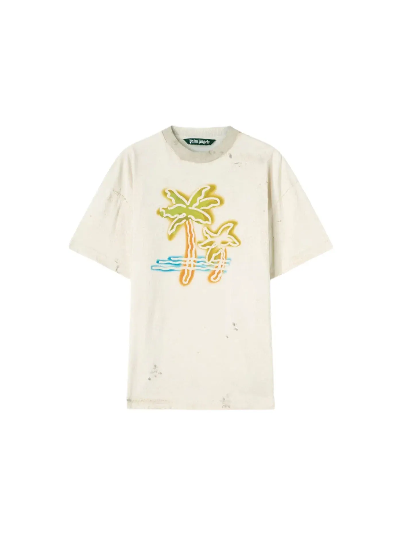 Мужская футболка с принтом Palm Angels T-Shirt — изображение 1 из 1, белый/мульти