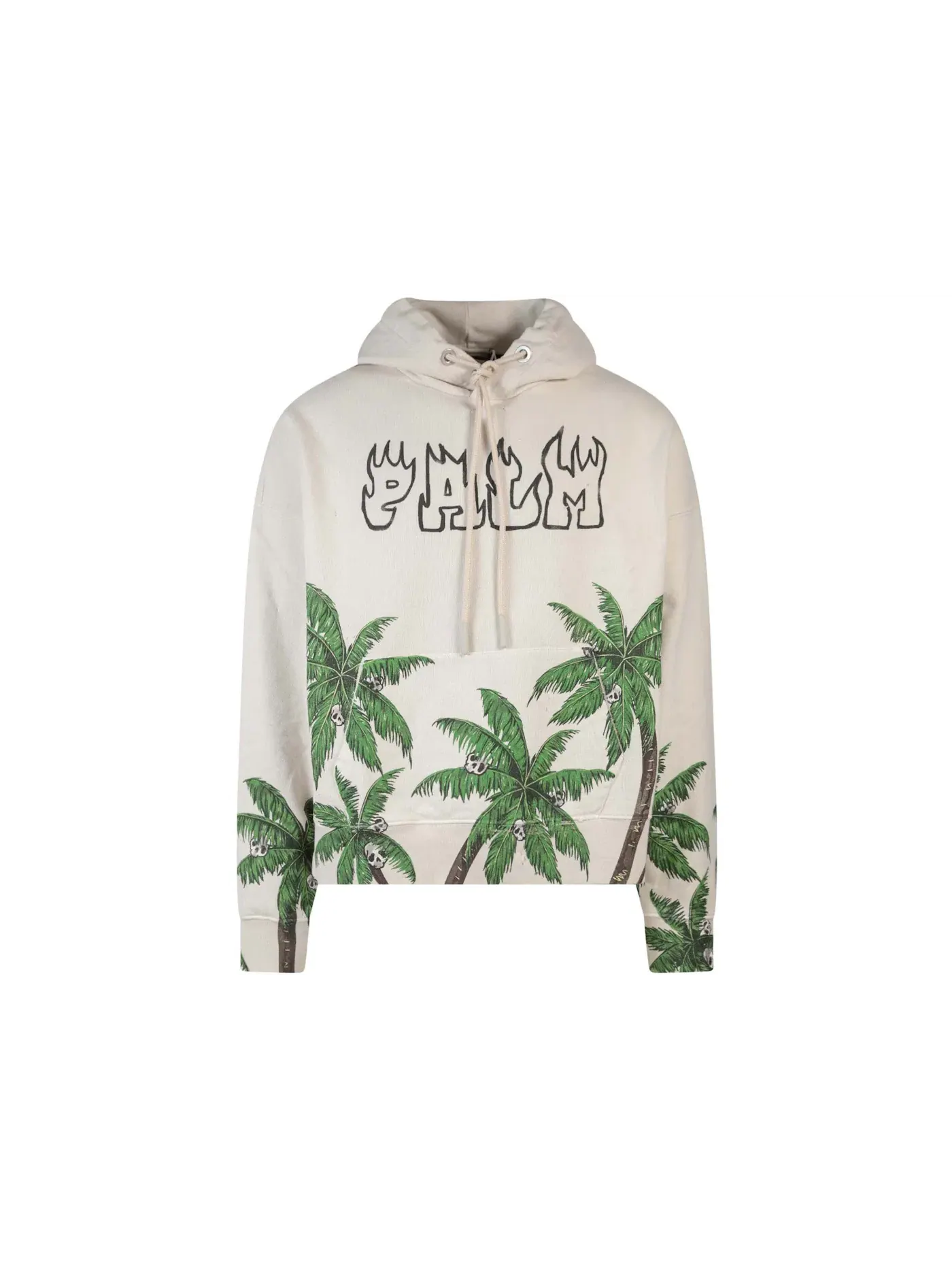 Мужской худи с принтом Palm Angels Palms & Skull Vintage Hoodie — изображение 1 из 2, белый/зеленый