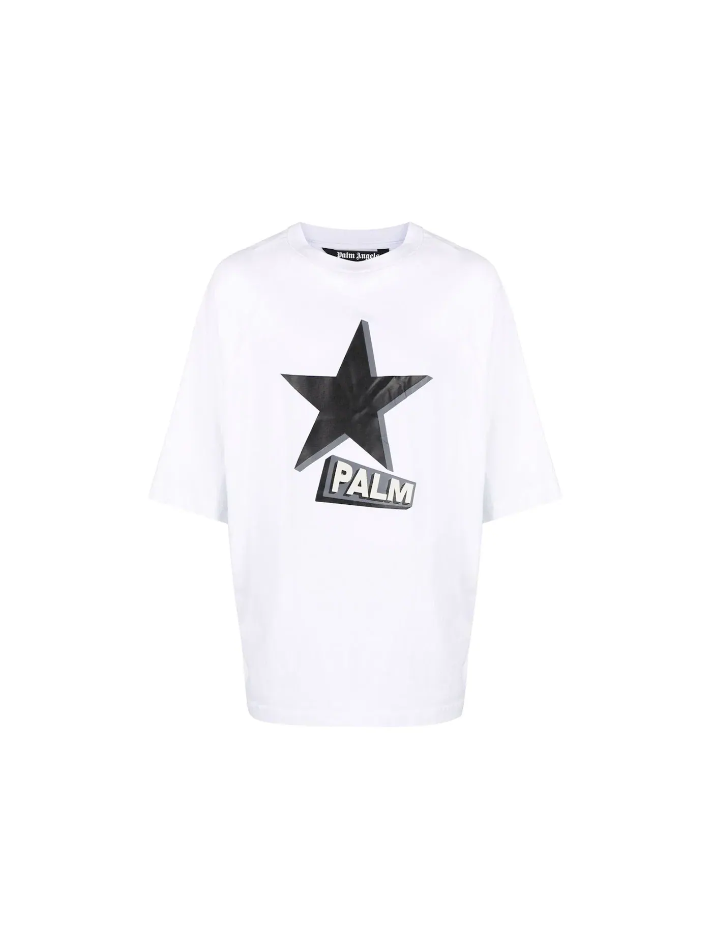 Мужская футболка с принтом Rockstar Oversized Palm Angels — изображение 1 из 1, белый/черный