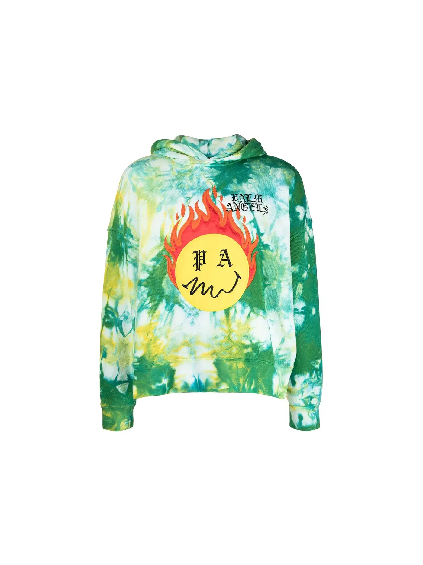 Мужской худи с принтом Smiley Intarsia Burning Head Tie Dye Palm Angels — изображение 1 из 1, зеленый
