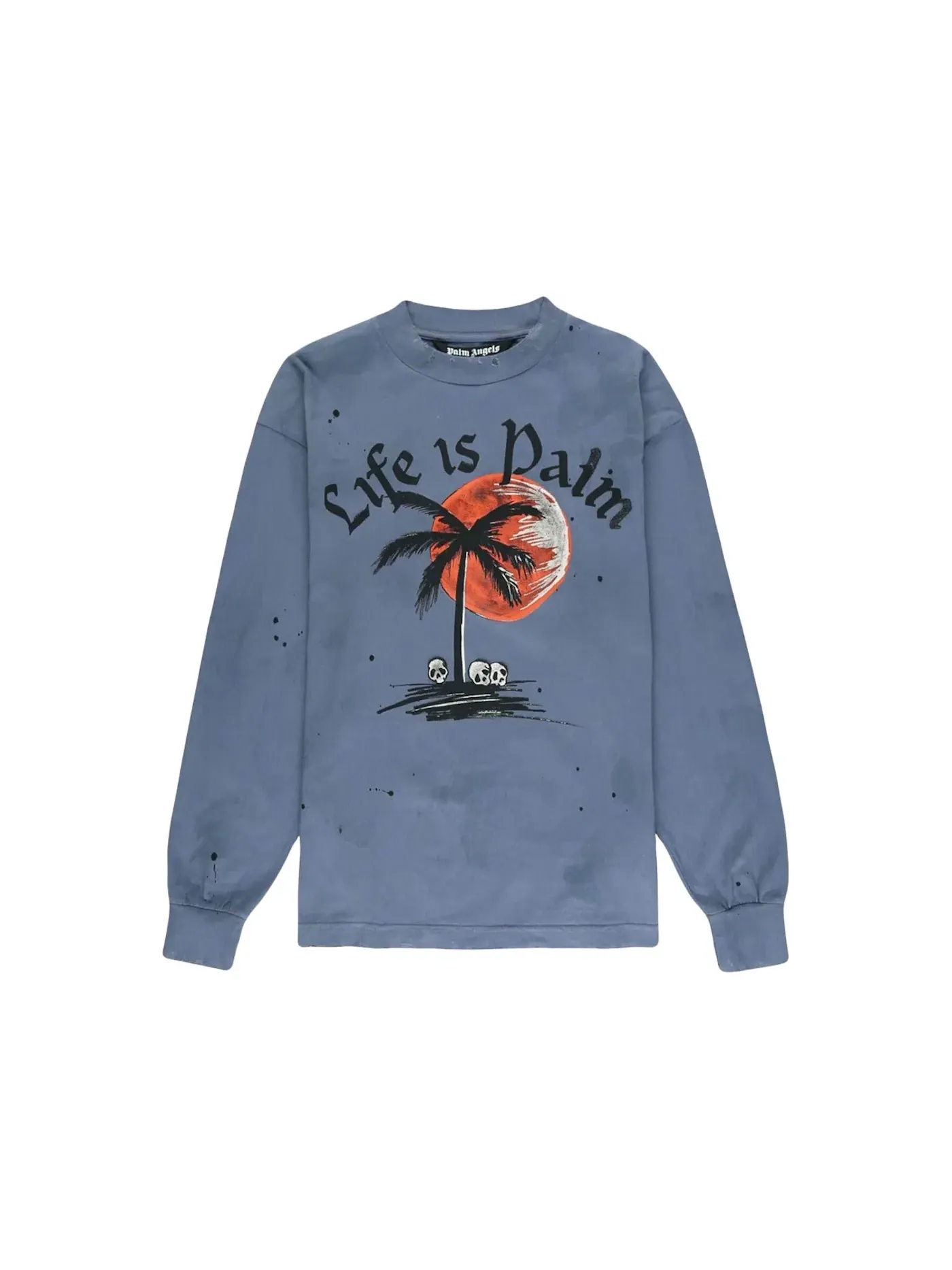 Мужской свитшот с длинным рукавом Palm Angels Sunset Palm Garmet Dyed — изображение 1 из 1, синий