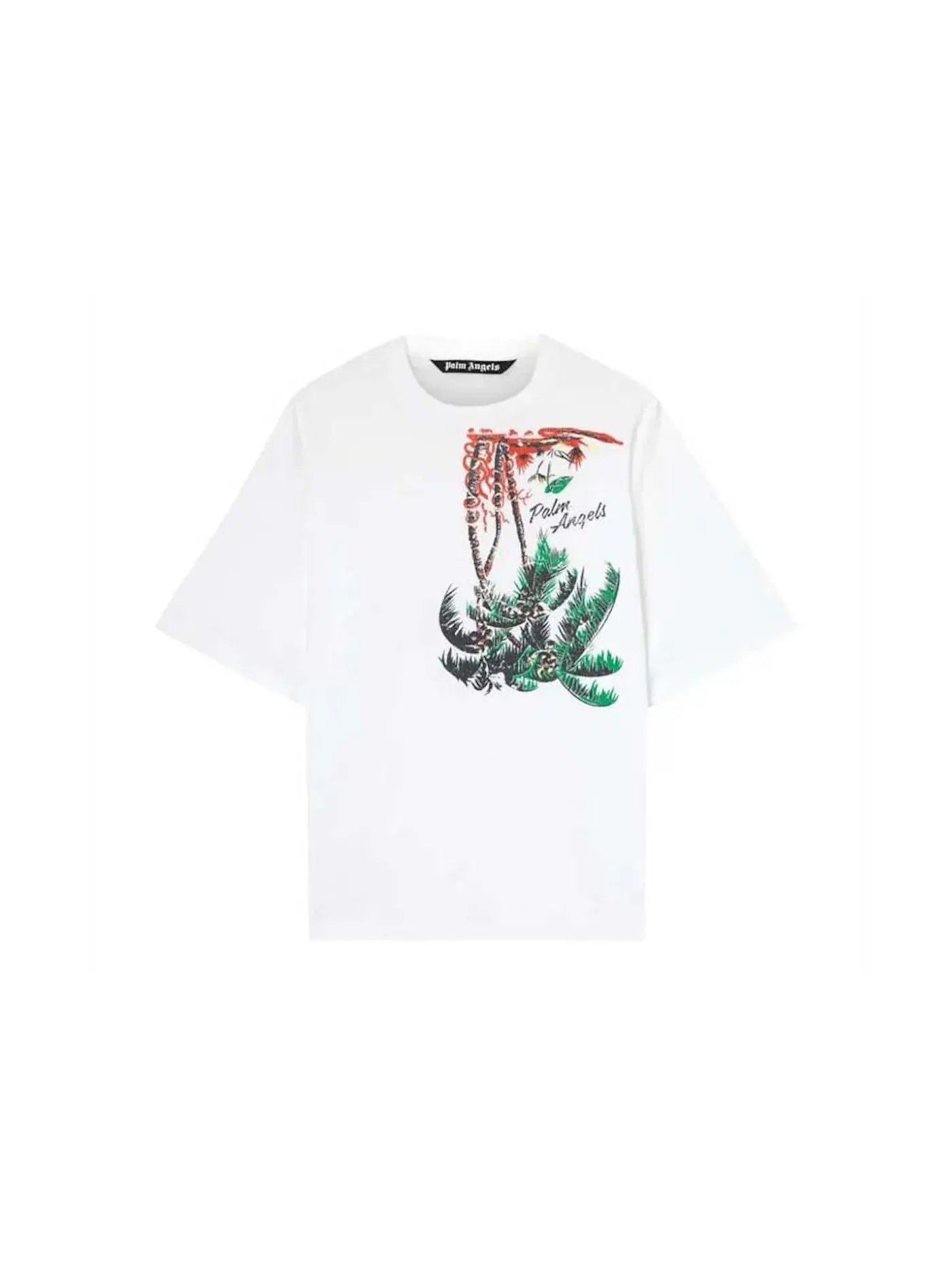 Мужская футболка с принтом Palm Angels Tee — изображение 1 из 1, белый/зеленый
