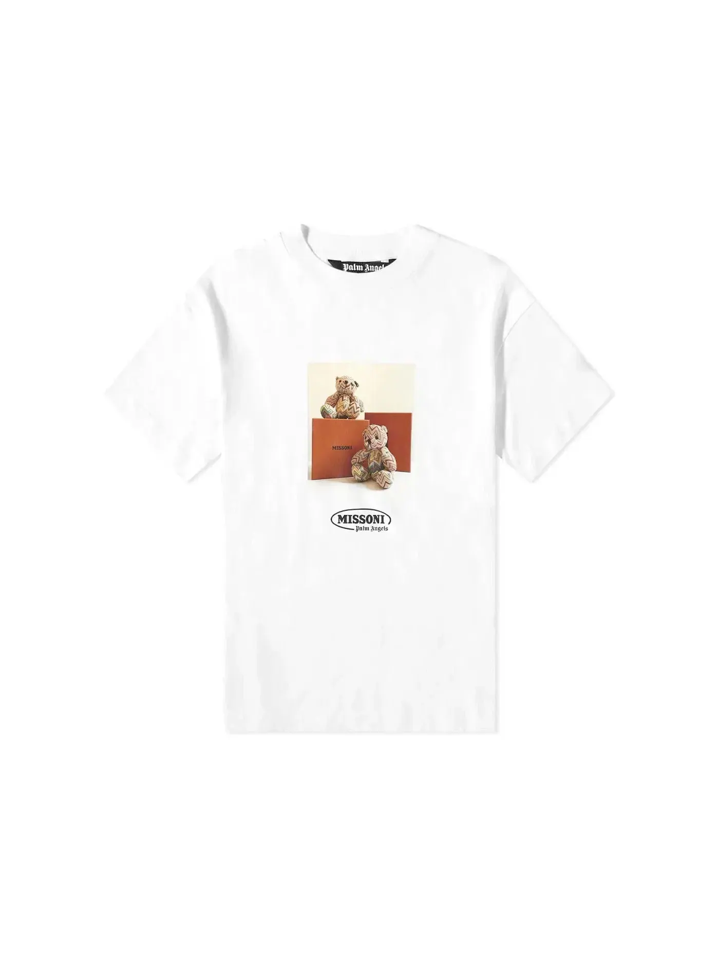 Мужская футболка с принтом Palm Angels x Missoni Bear T-shirt — изображение 1 из 2, белый/черный