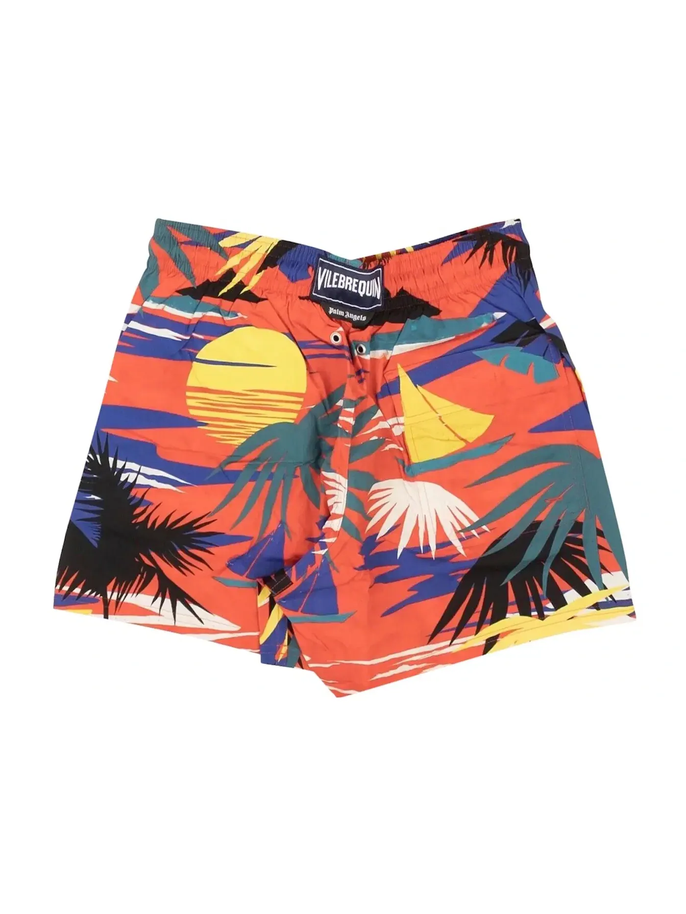 Мужские плавки с принтом Swim Shorts Palm Angels — изображение 2 из 3, красный желтый