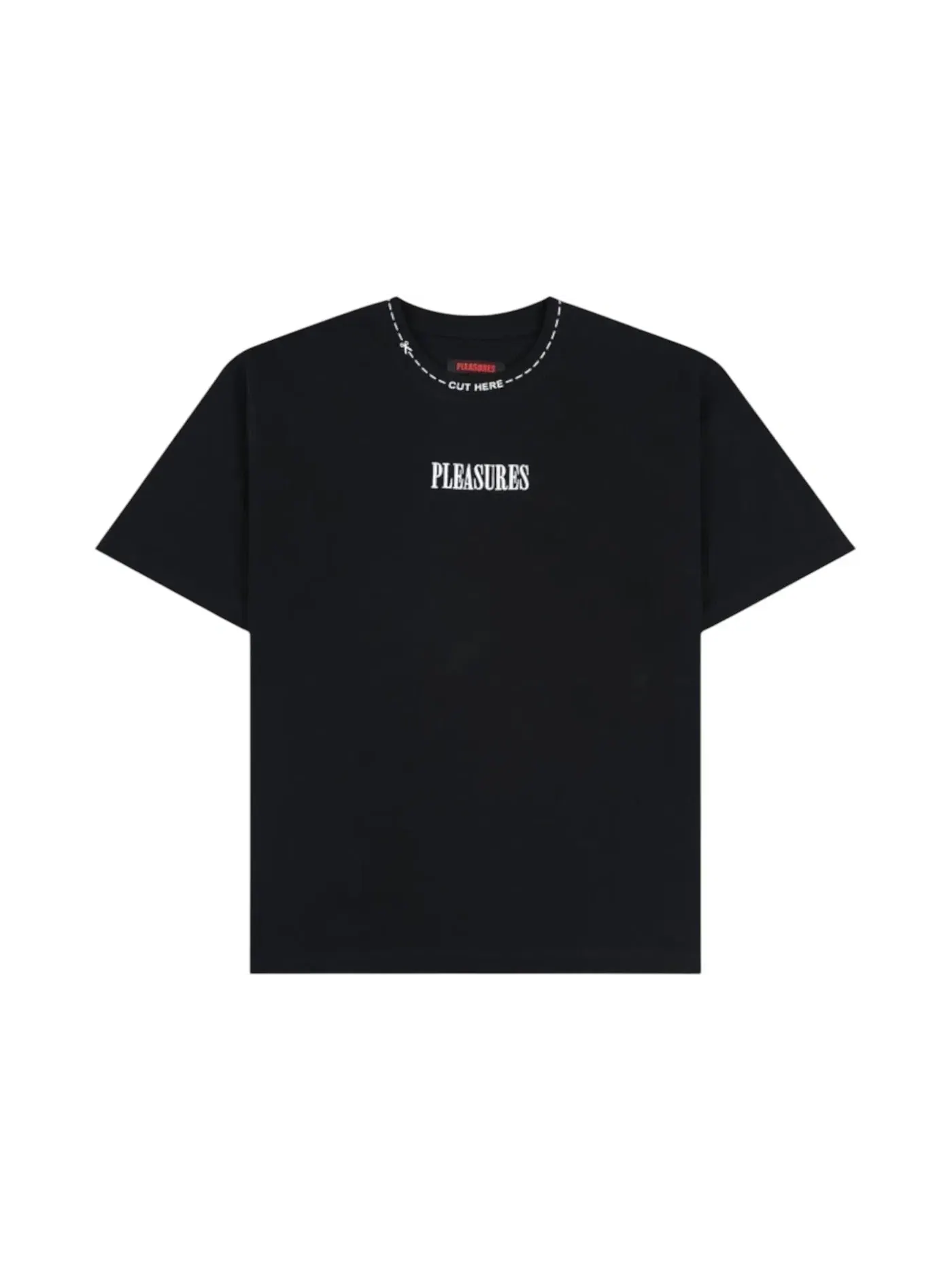 Мужская футболка с принтом Pleasures Cut Here Heavyweight Shirt — изображение 1 из 1, черный