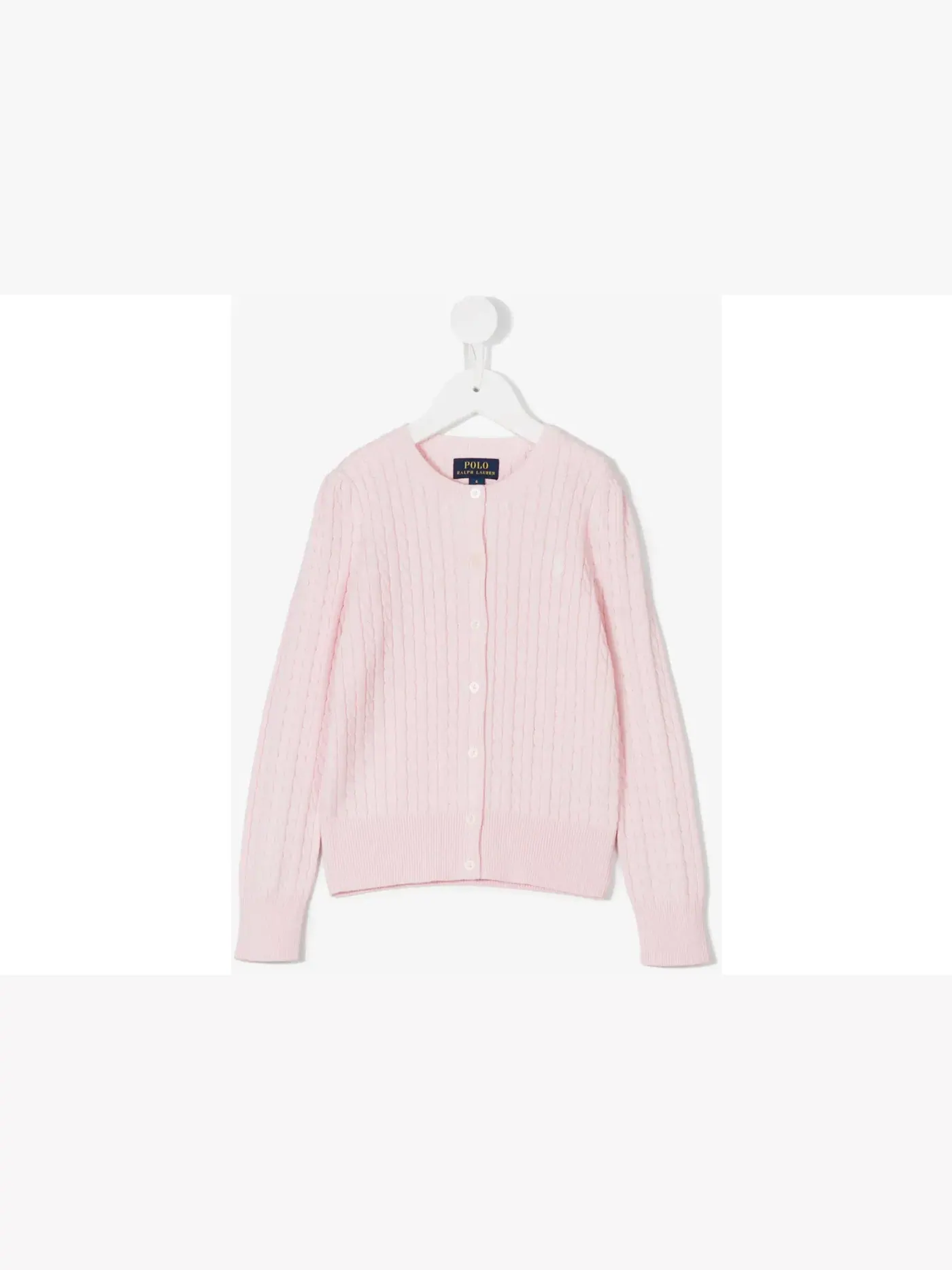 Детский кардиган для девочек из хлопка Cable Knit Polo Ralph Lauren — изображение 1 из 1, розовый