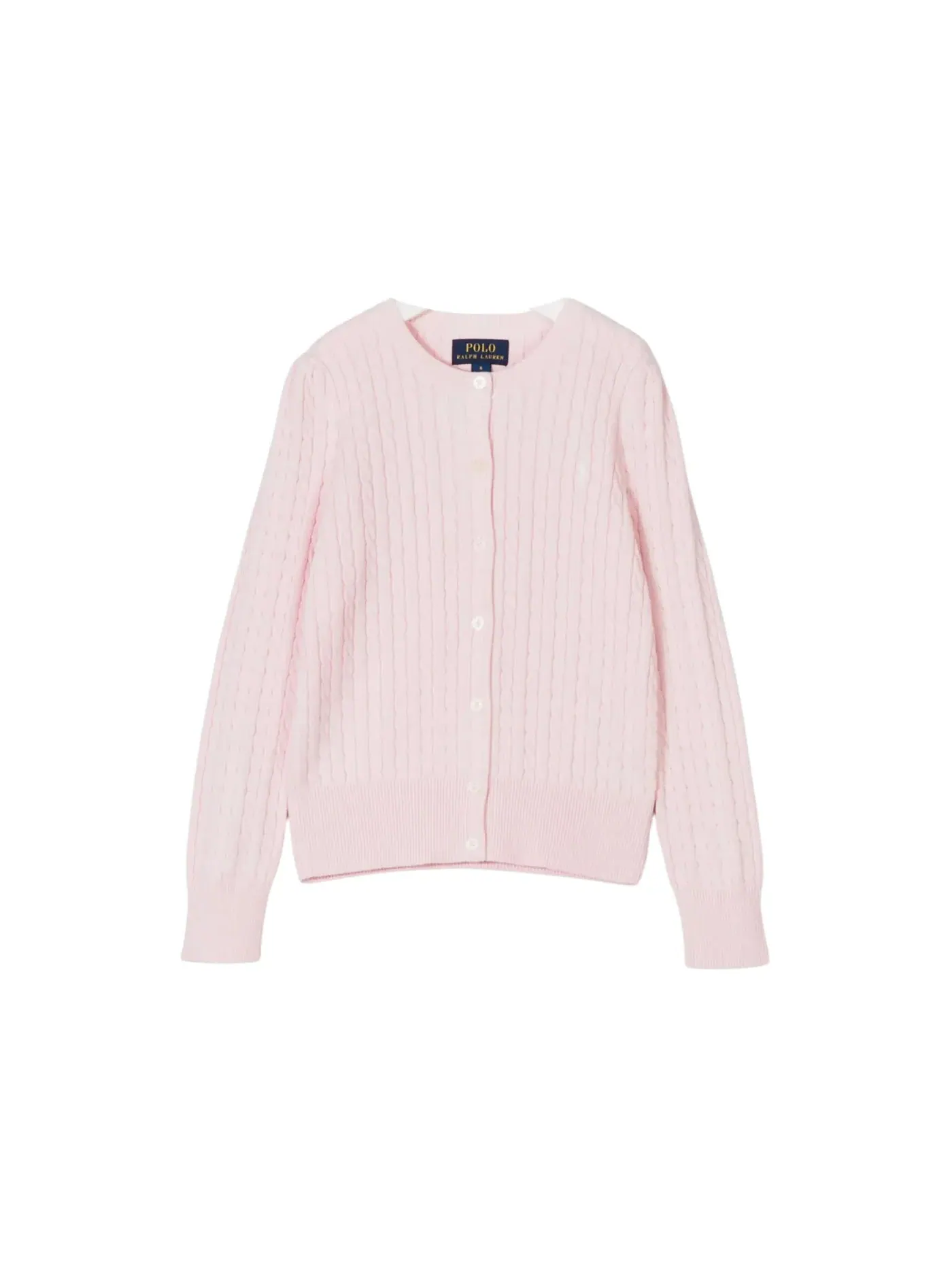 Детский вязаный кардиган из хлопка Cable Knit Polo Ralph Lauren — изображение 1 из 1, розовый