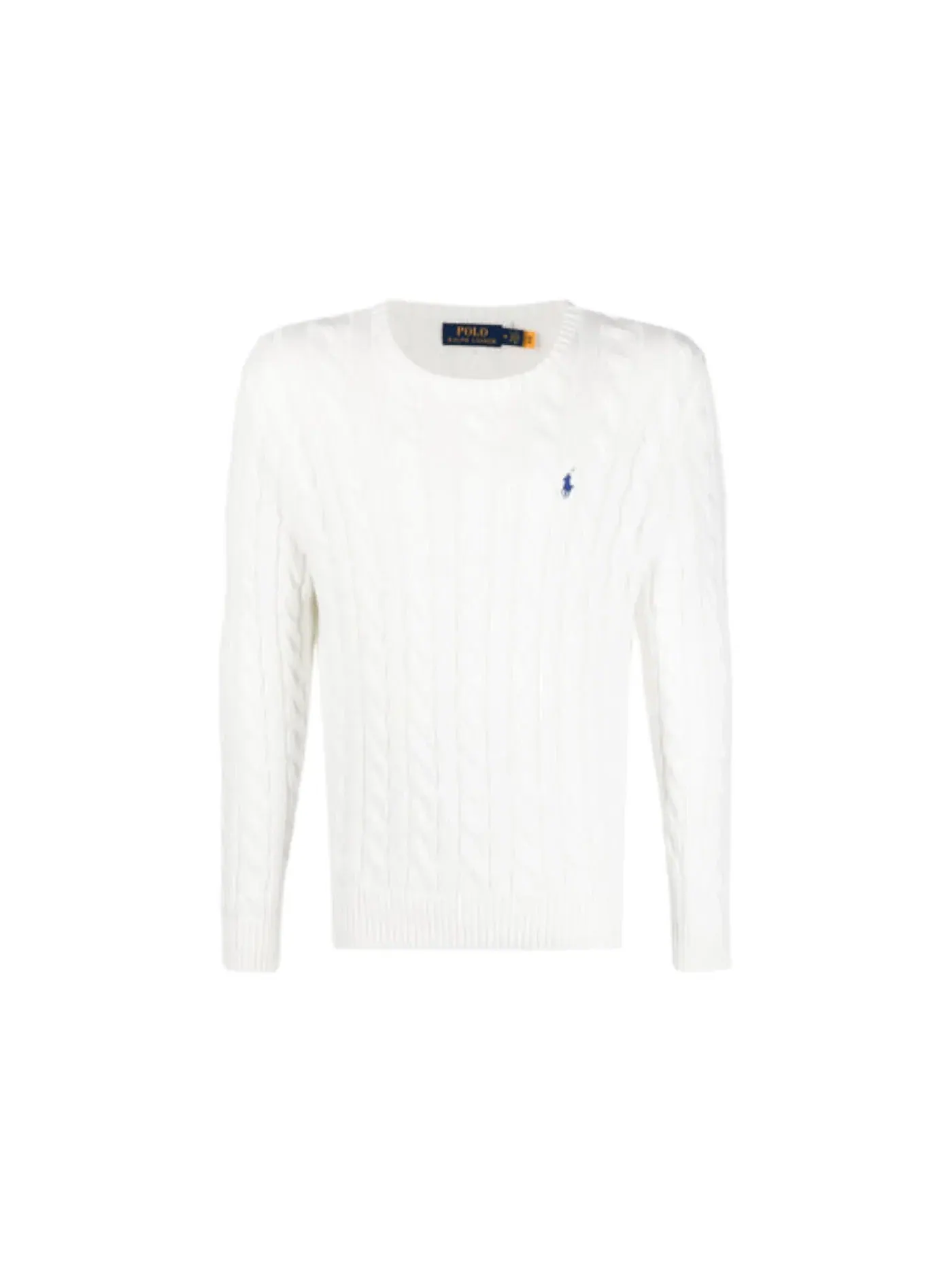 Мужской свитер с длинным рукавом из хлопка Cable Knit Polo Ralph Lauren — изображение 1 из 1, белый