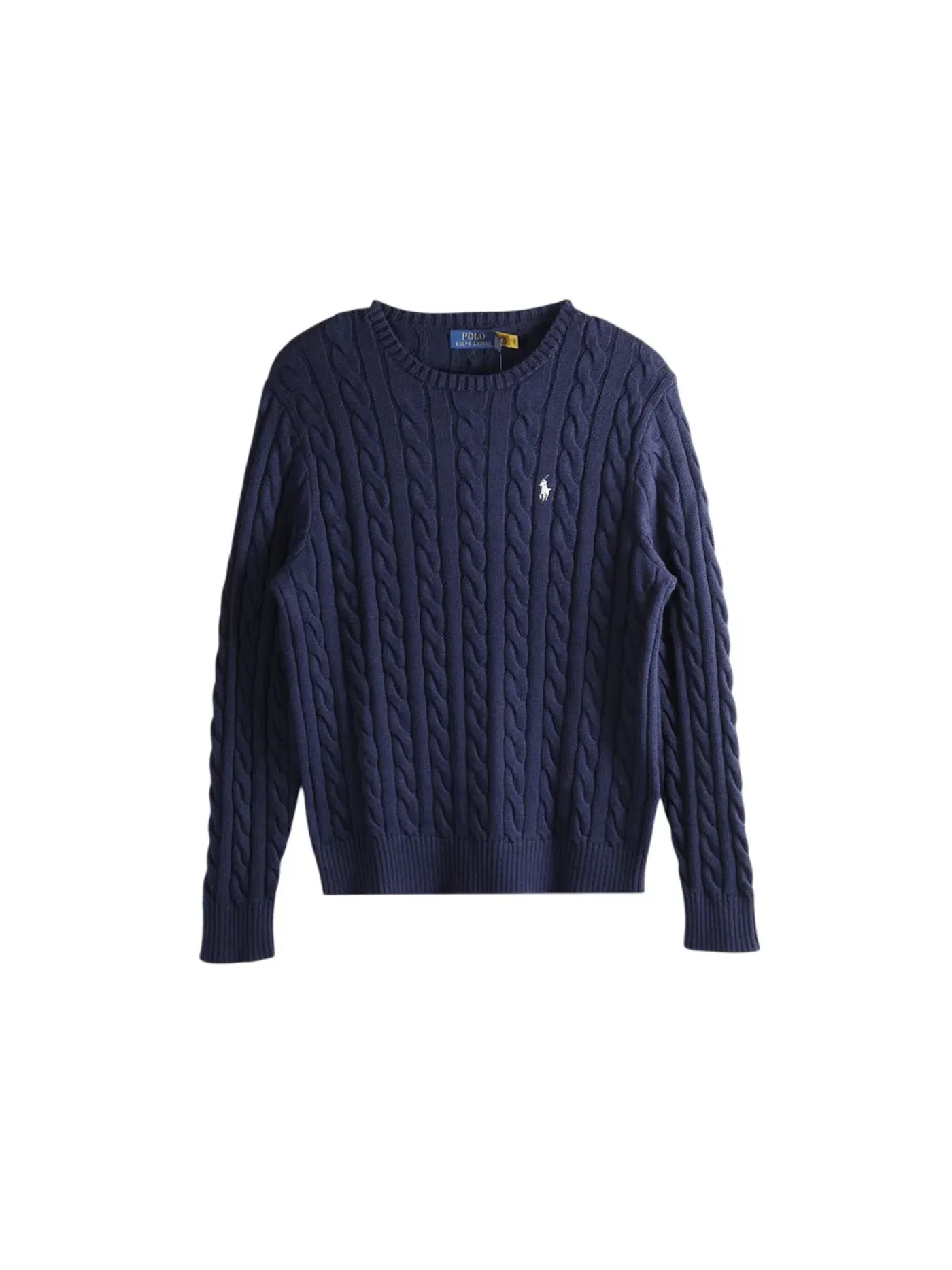 Мужской свитер с длинным рукавом Cable Knit Sweater Polo Ralph Lauren — изображение 1 из 1, яркий темно-синий