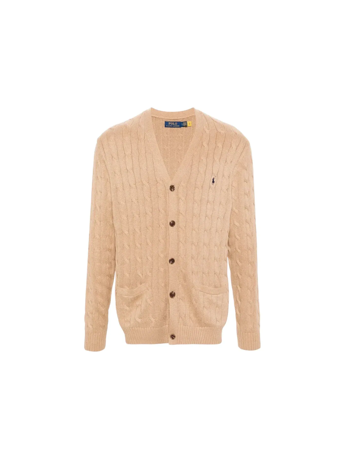 Мужской вязаный кардиган с V-образным вырезом и длинным рукавом Polo Ralph Lauren, Camel Melange — изображение 1 из 1
