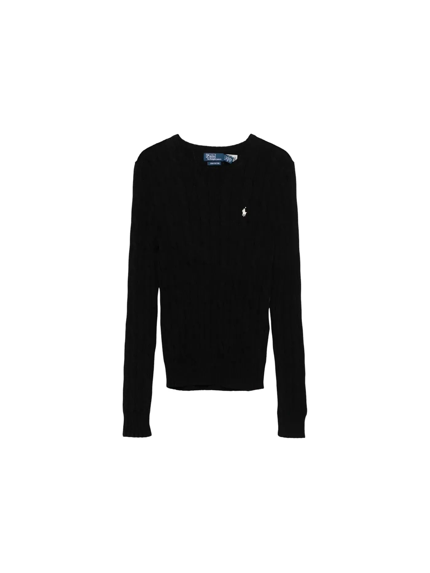 Женский свитер с воротником-хомутом из хлопка Cable Knit Polo Ralph Lauren — изображение 1 из 1, черный