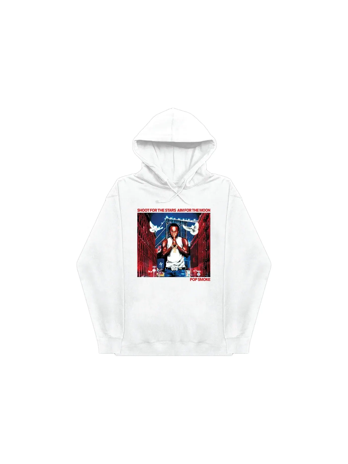 Мужская худи с принтом Pop Smoke x Vlone City Hoodie Pop Smoke — изображение 2 из 2, белый