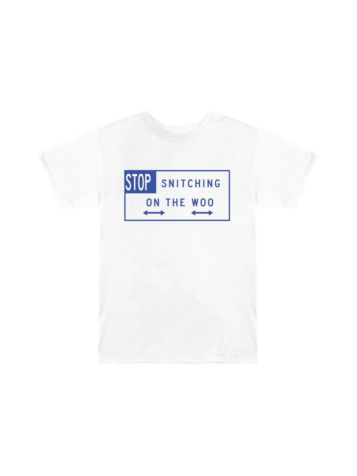 Мужская футболка с принтом Pop Smoke Stop Snitching Pop Smoke — изображение 2 из 2, белый/синий