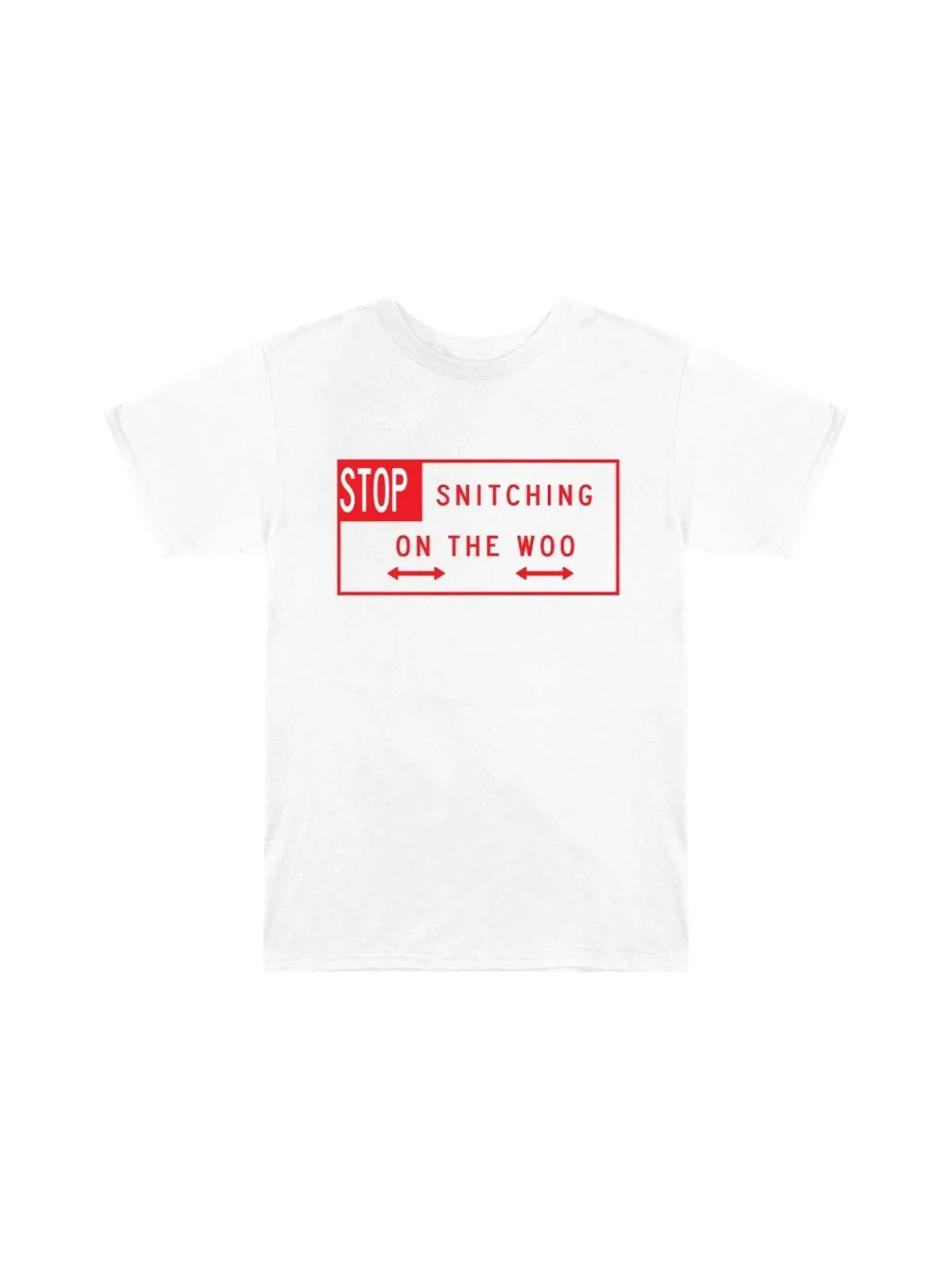 Мужская футболка с принтом Pop Smoke x Vlone Stop Snitching T-Shirt Pop Smoke — изображение 2 из 2, белый/красный