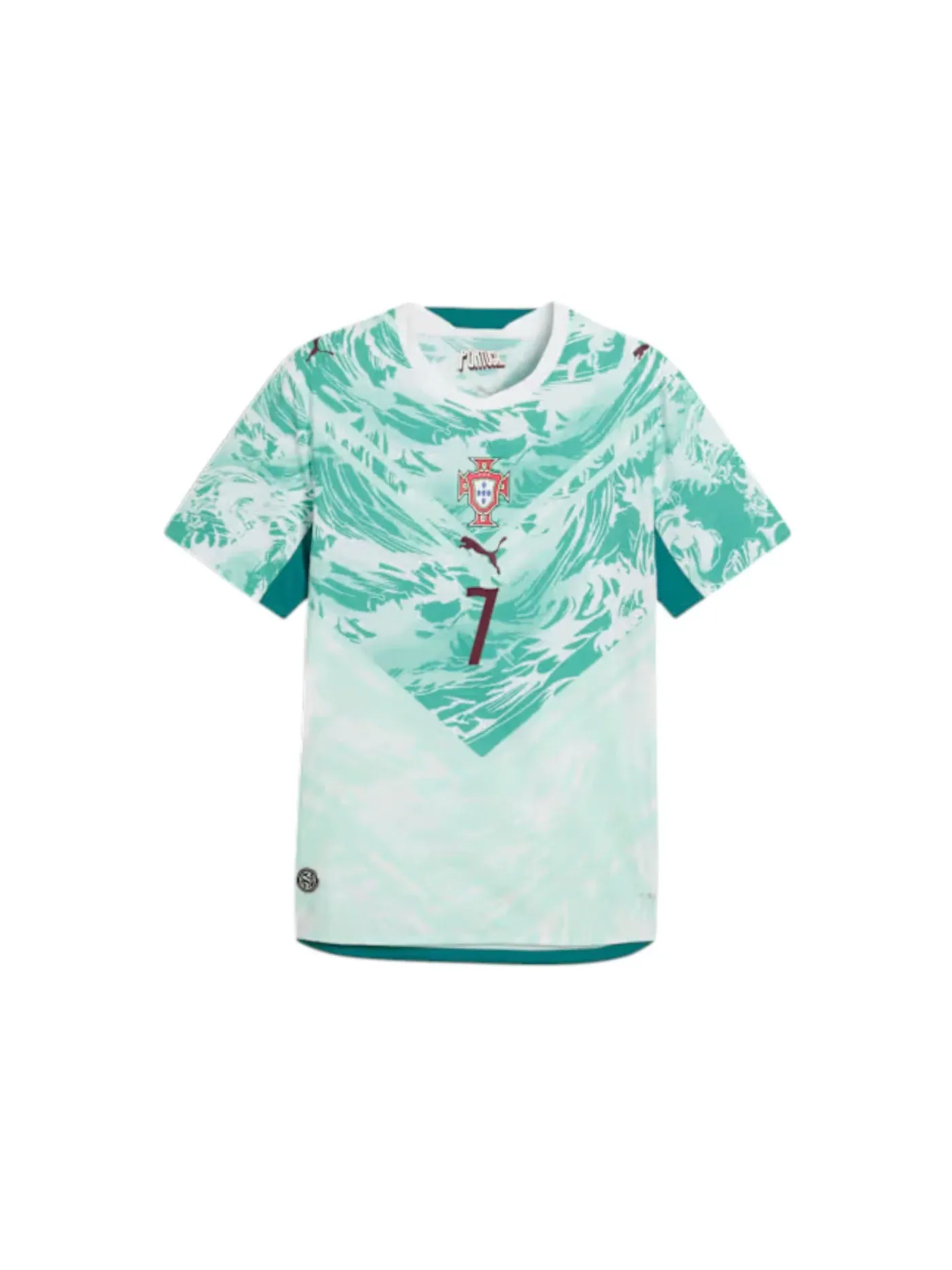 Мужская футбольная футболка с принтом Jersey Puma Puma White/Green Lagoon — изображение 1 из 1