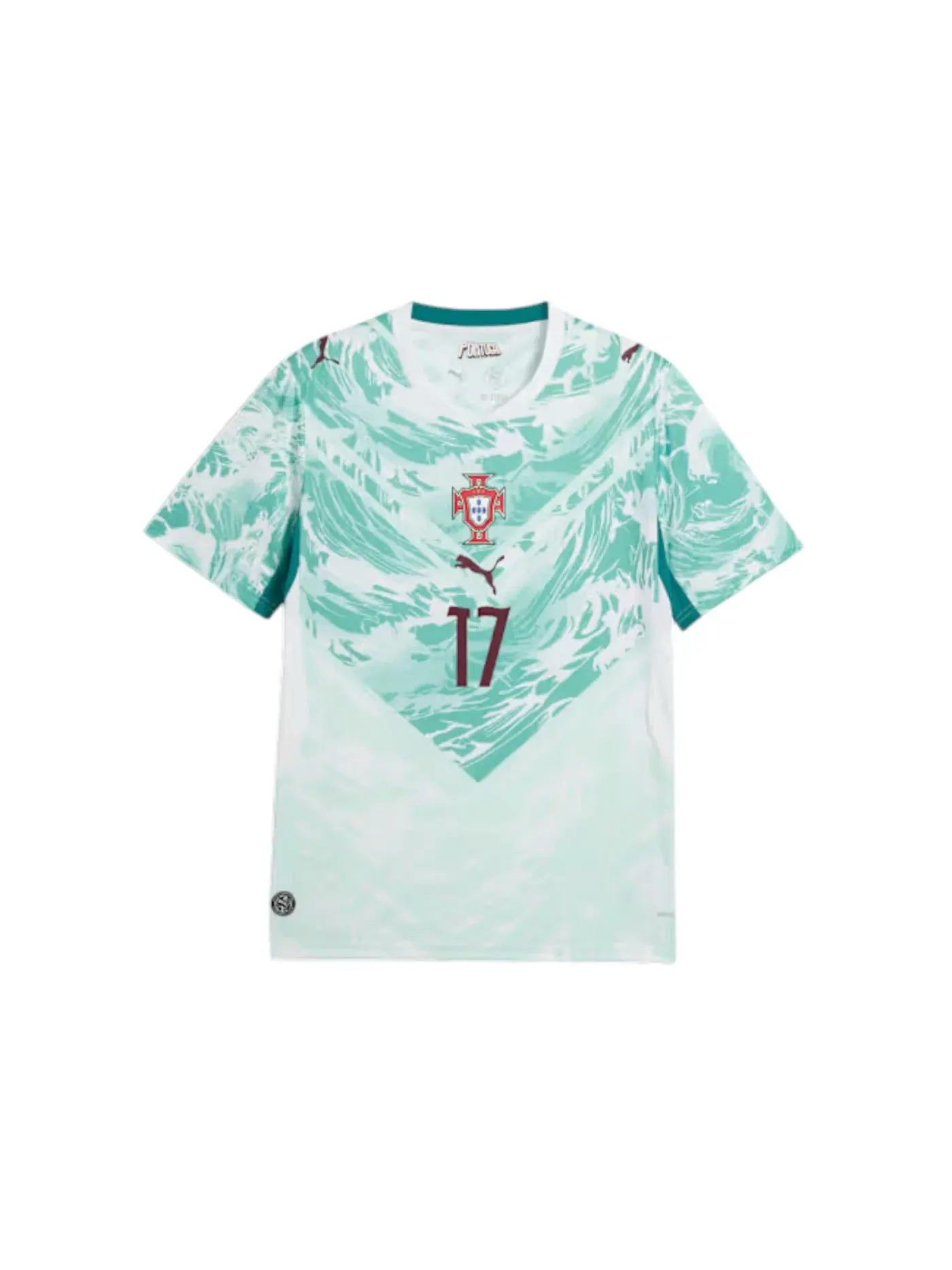 Мужская футбольная футболка с принтом Portugal Away Player Jersey Puma Puma White/Green Lagoon — изображение 1 из 1