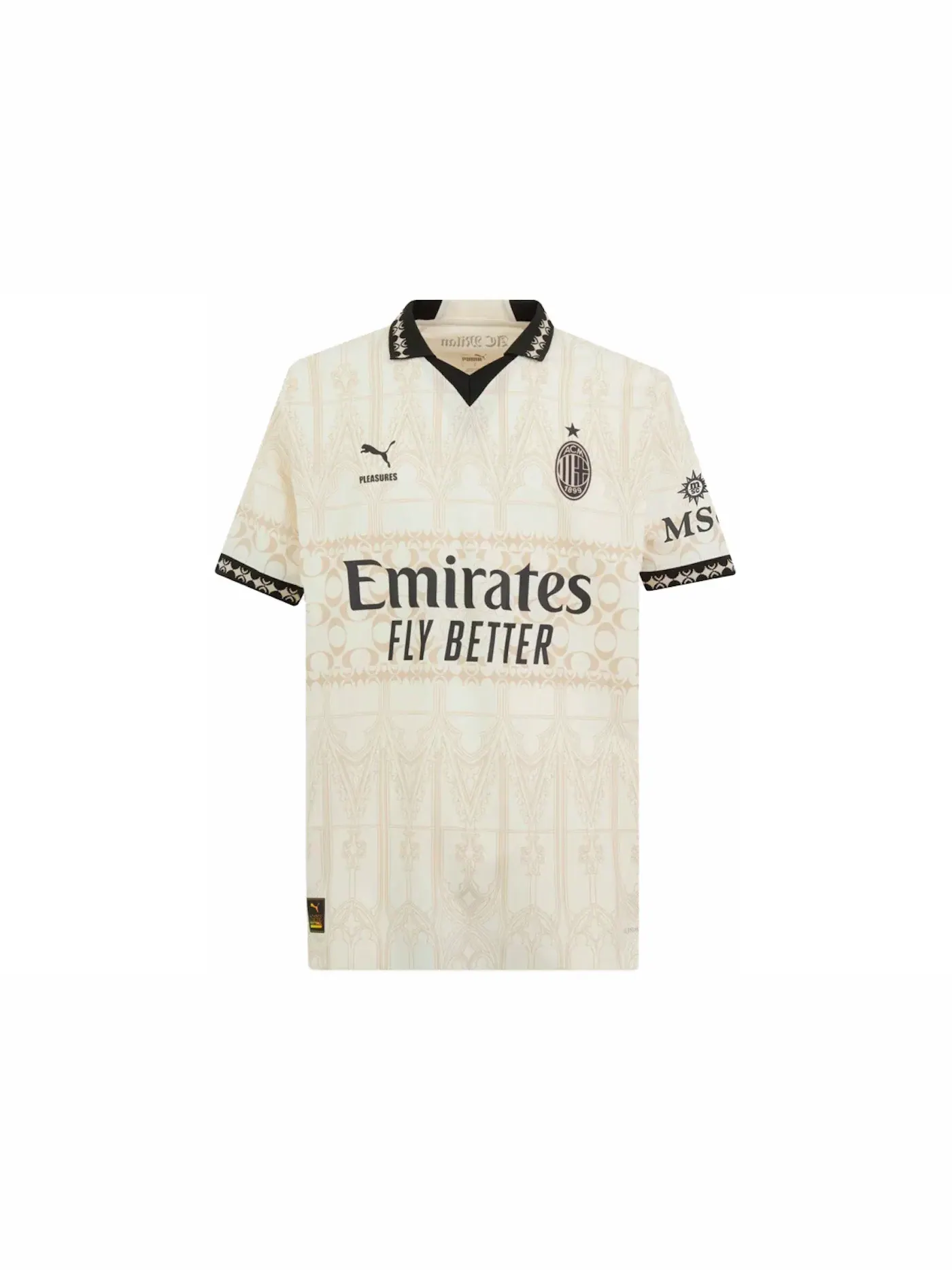 Мужская футбольная футболка с принтом Puma x Pleasures AC Milan 2023/24 Light Version Authentic Jersey — изображение 1 из 2