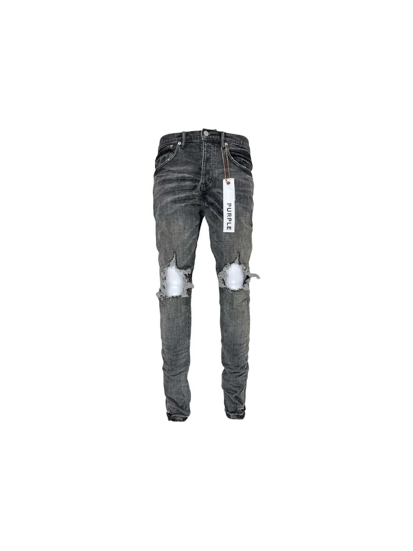 Мужские джинсы с потертостями модель Grey Dirty Blowout Purple Brand — изображение 1 из 3, черный