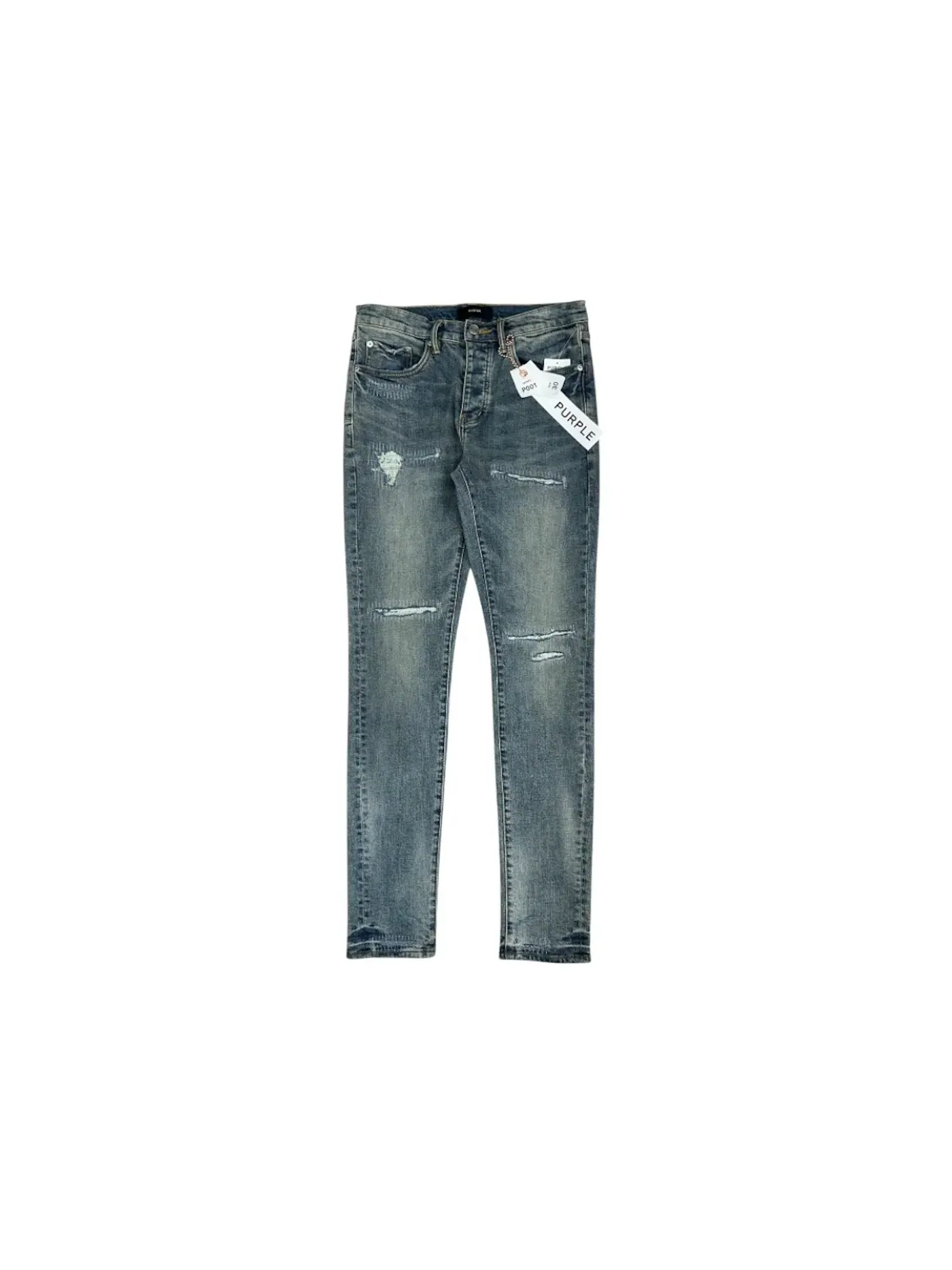 Мужские джинсы с потертостями Purple Brand Jean — изображение 1 из 2, светлый индиго