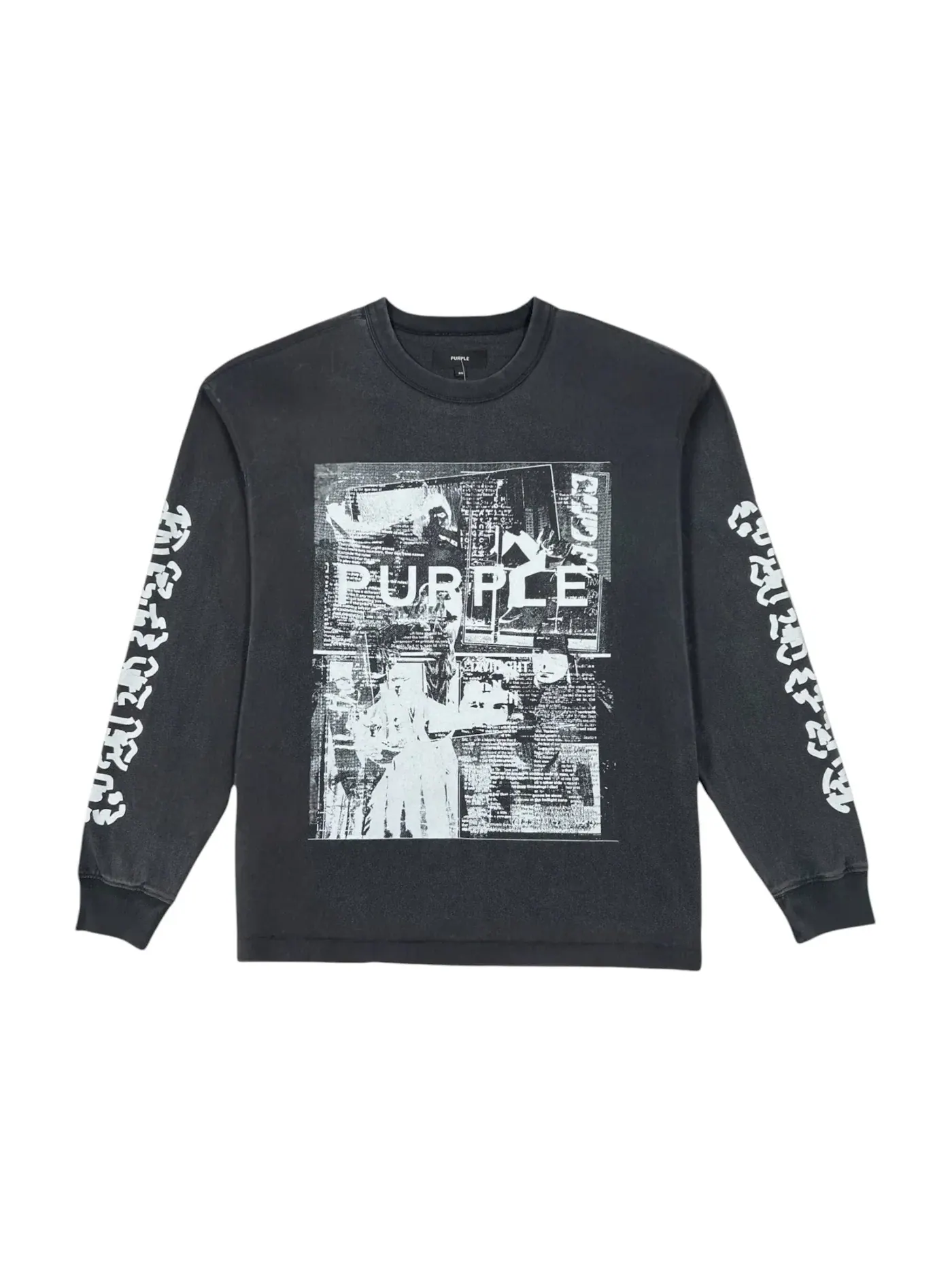 Мужская футболка с длинным рукавом текстурная Tee Purple Brand — изображение 1 из 2, черный