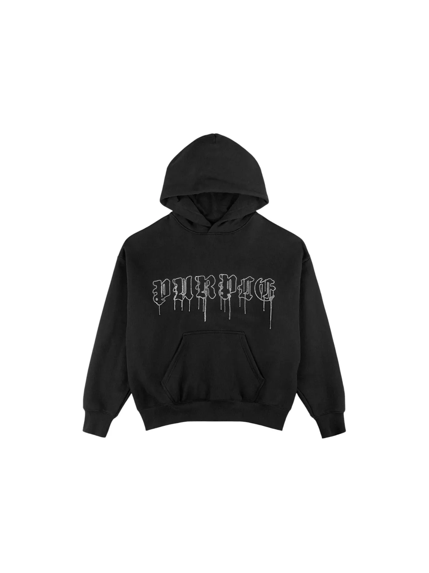 Мужской пуловер-худи с флисом Purple Brand Spellout HWT Fleece Pullover — изображение 1 из 1, черный/белый