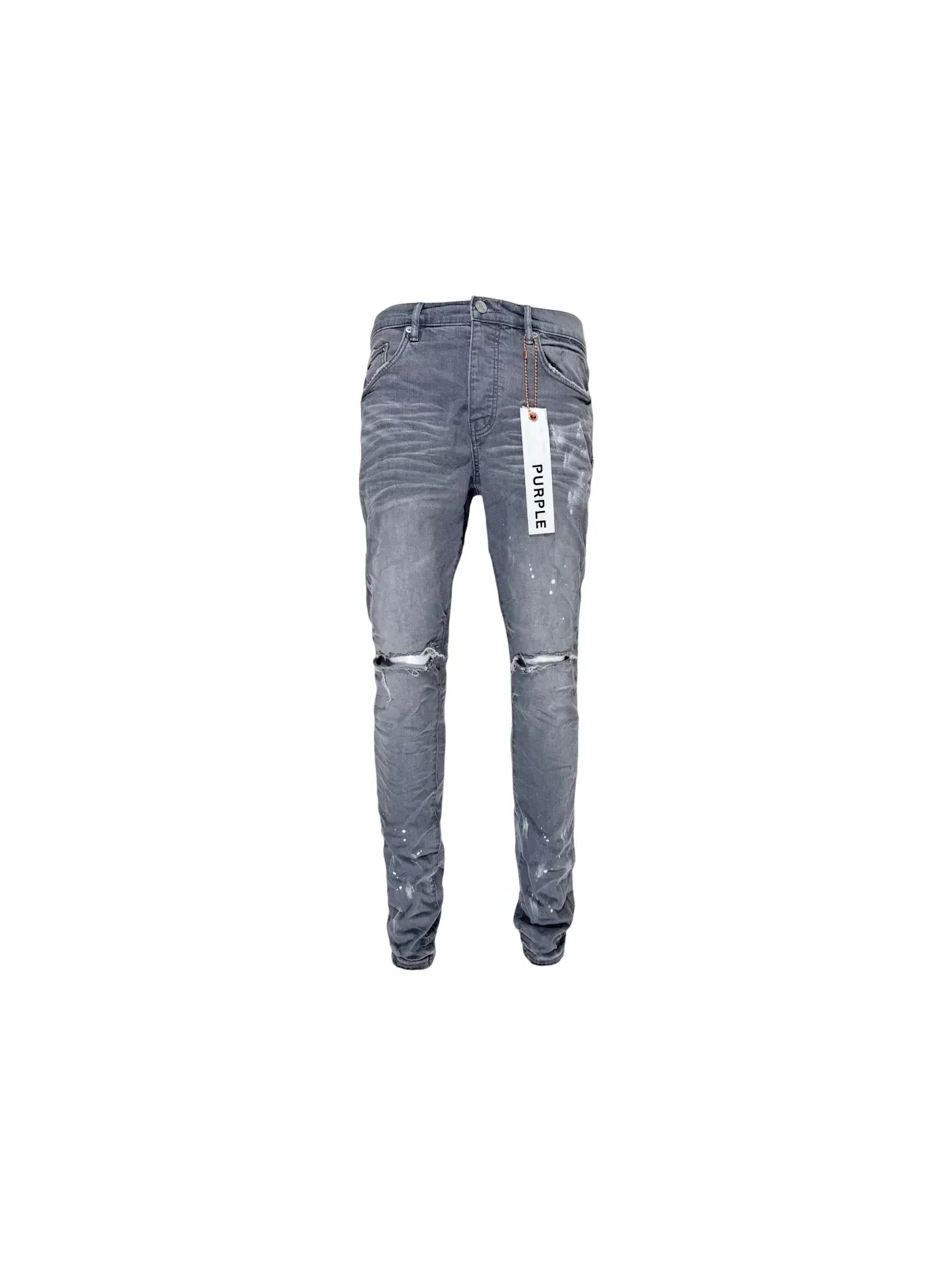 Мужские джинсы с разрезом на колене Grey Purple Brand — изображение 1 из 2, светлый индиго